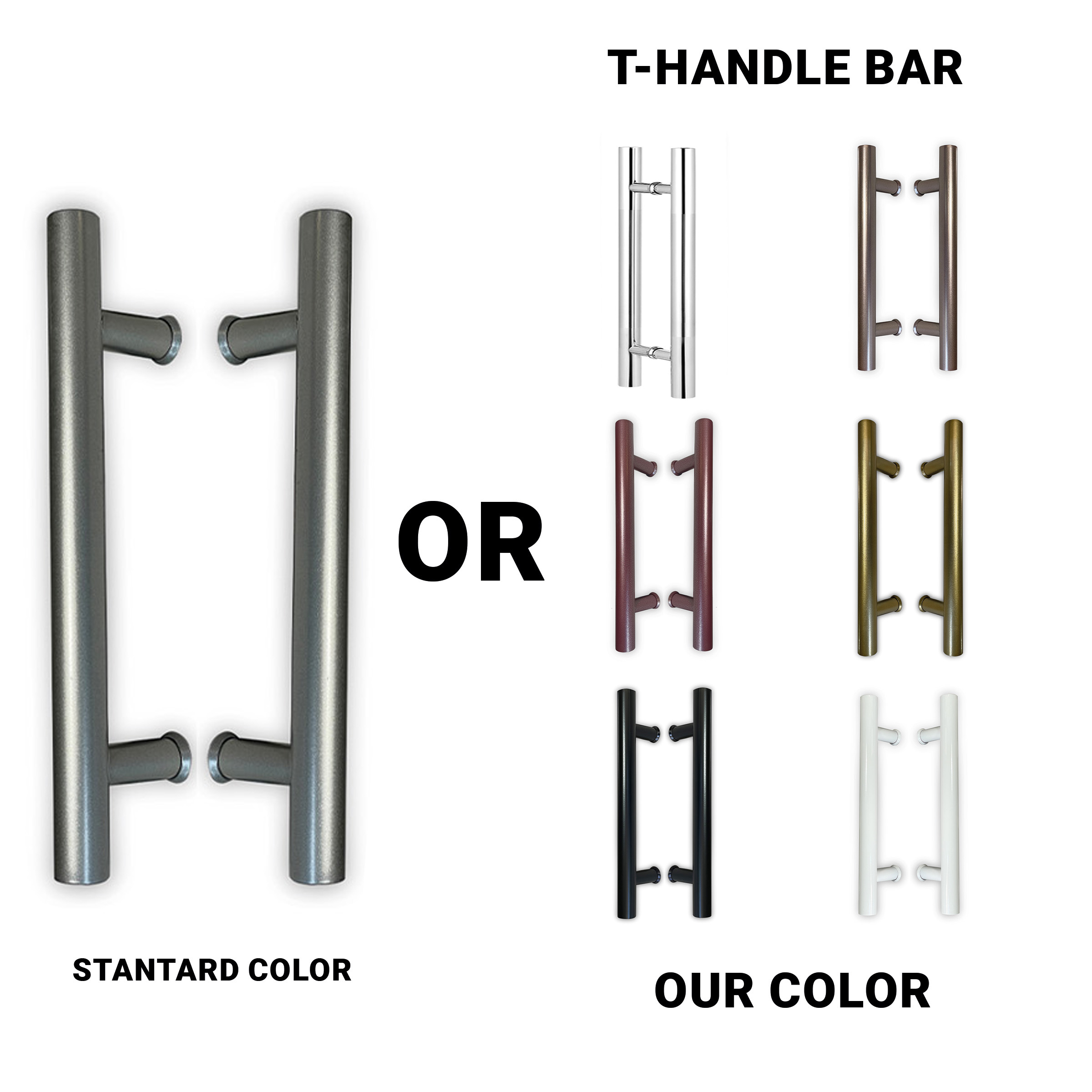 Silver Stainles Steel Handle For Wood Door & Glass Doors - 8758
