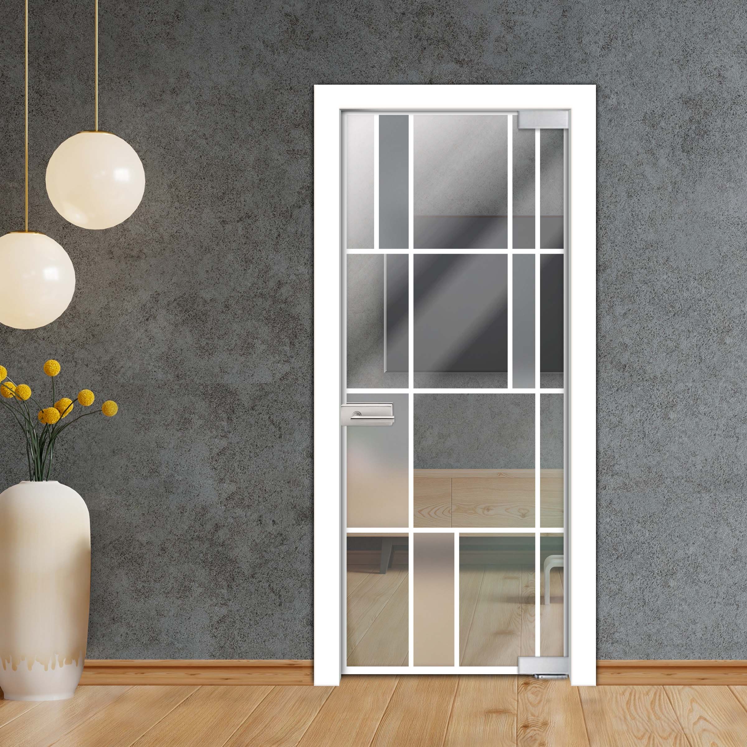 Frameless Industrial Pivot Glass Door (Black Hardware Complete Kit) PGLF-5329