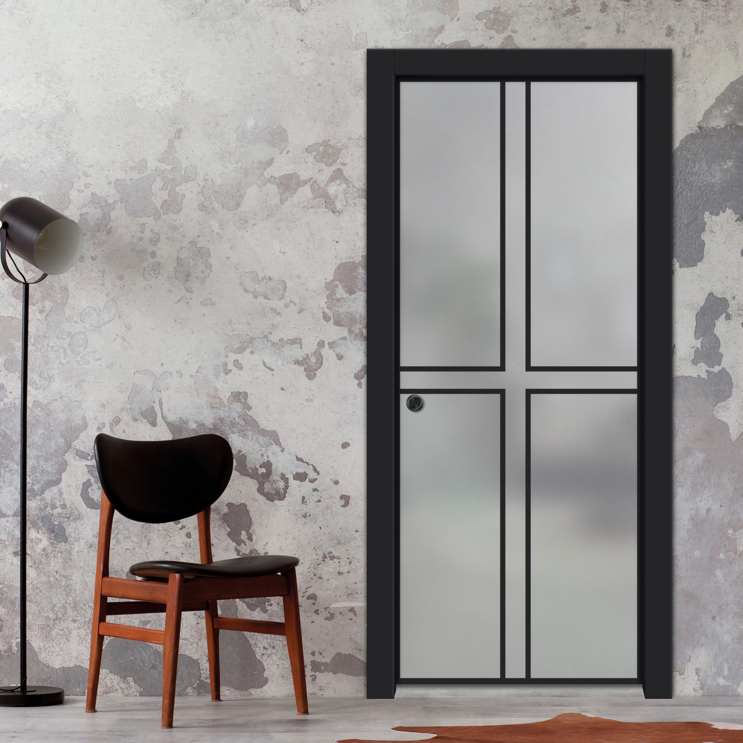 Frameless Glass Sliding Pocket Door Industrial Style PSGDIS-4262