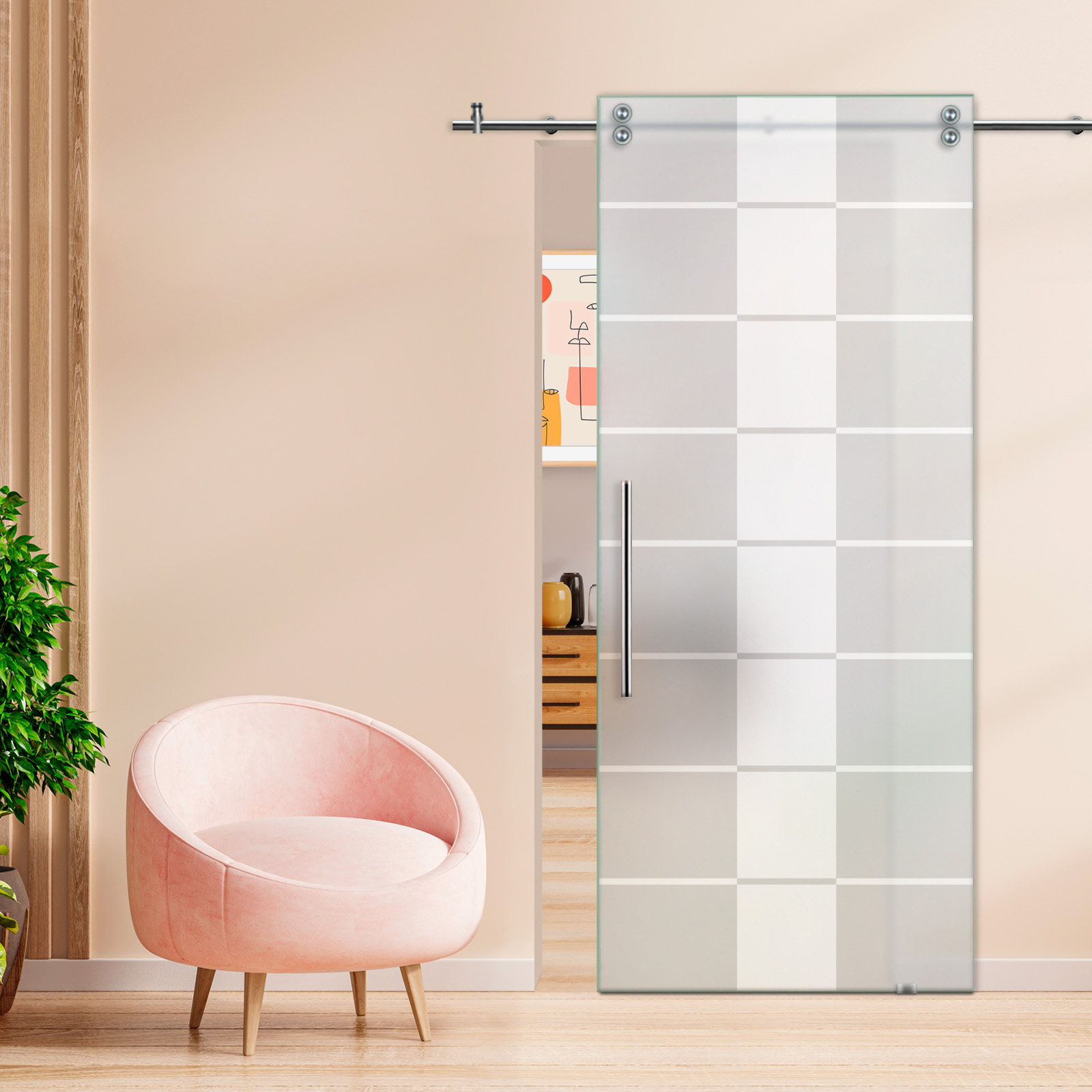 Sliding Glass Barn Door (Full-private) T-Handle