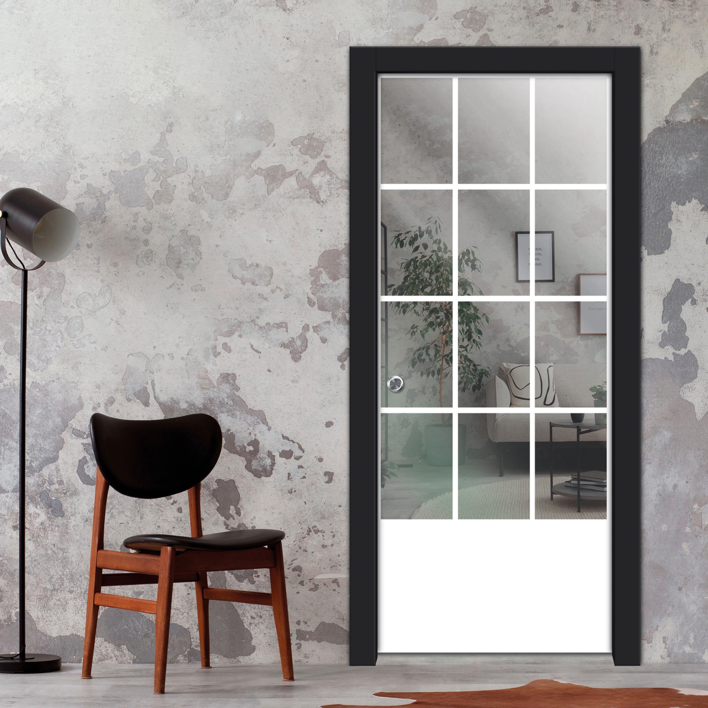 Frameless Glass Sliding Pocket Door Industrial Style PSGDIS-4258