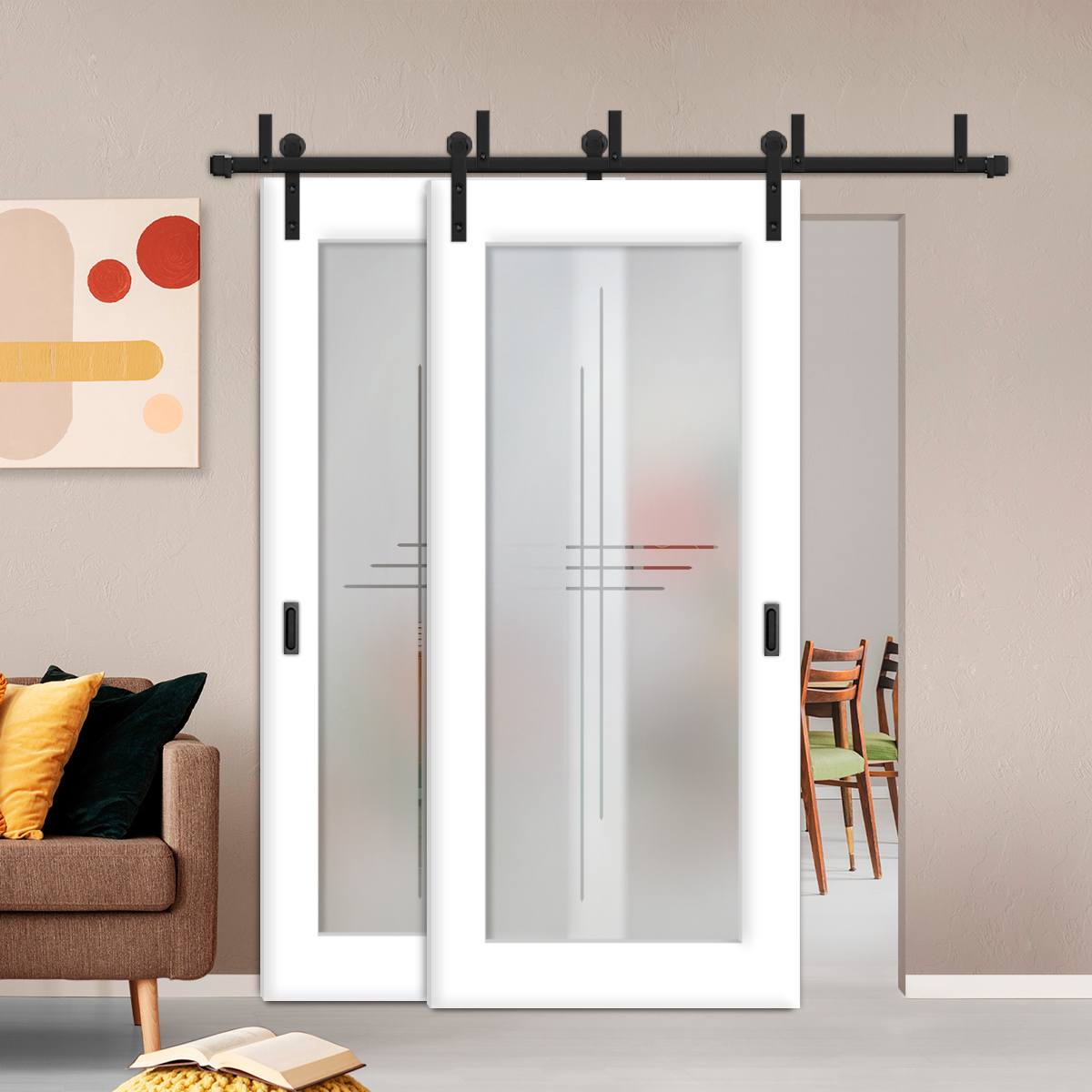 Sliding Barn Bypass Door (Model BGD-0028 Semi-Private)