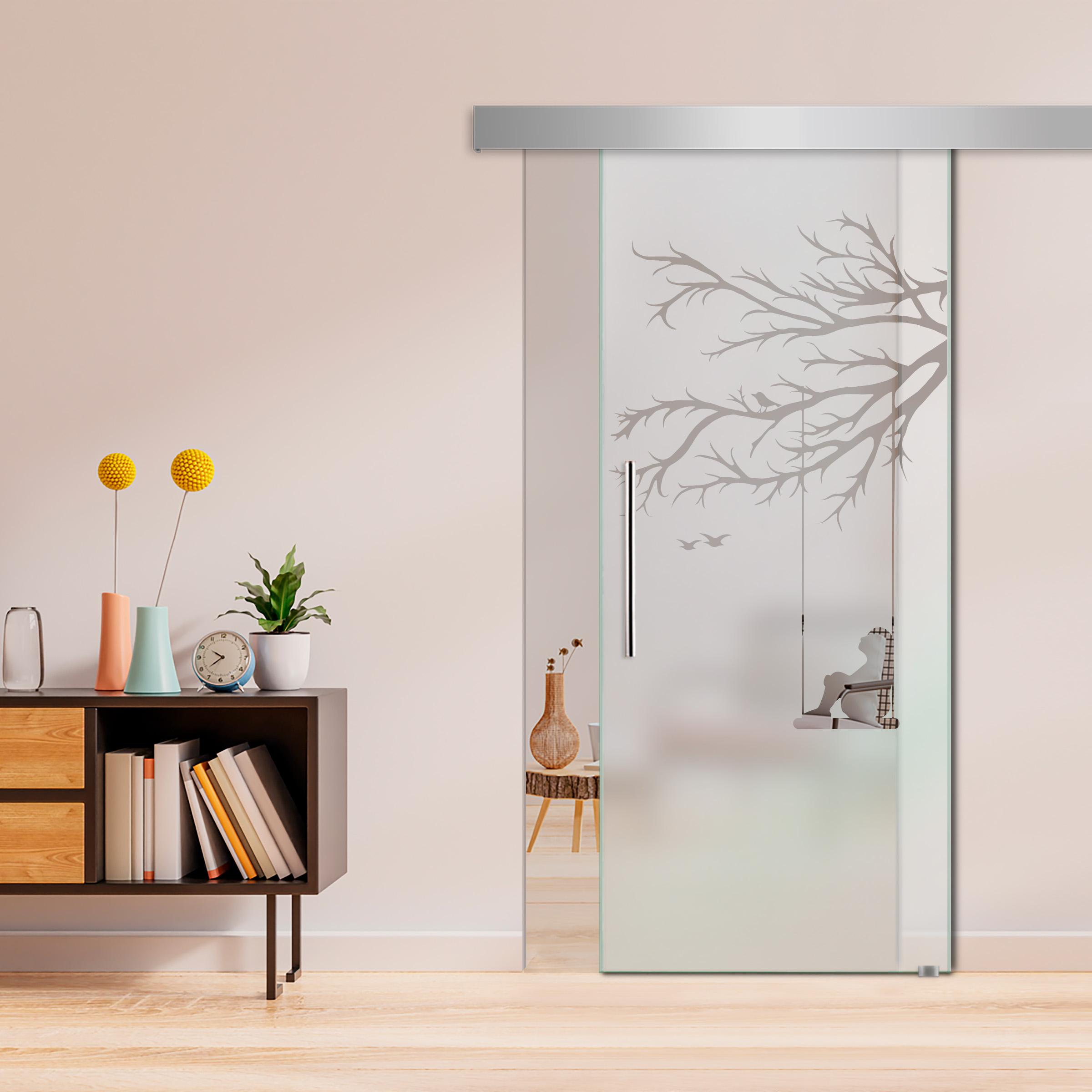 Sliding Glass Barn Door  ALU100 T Handle (Semi Private)