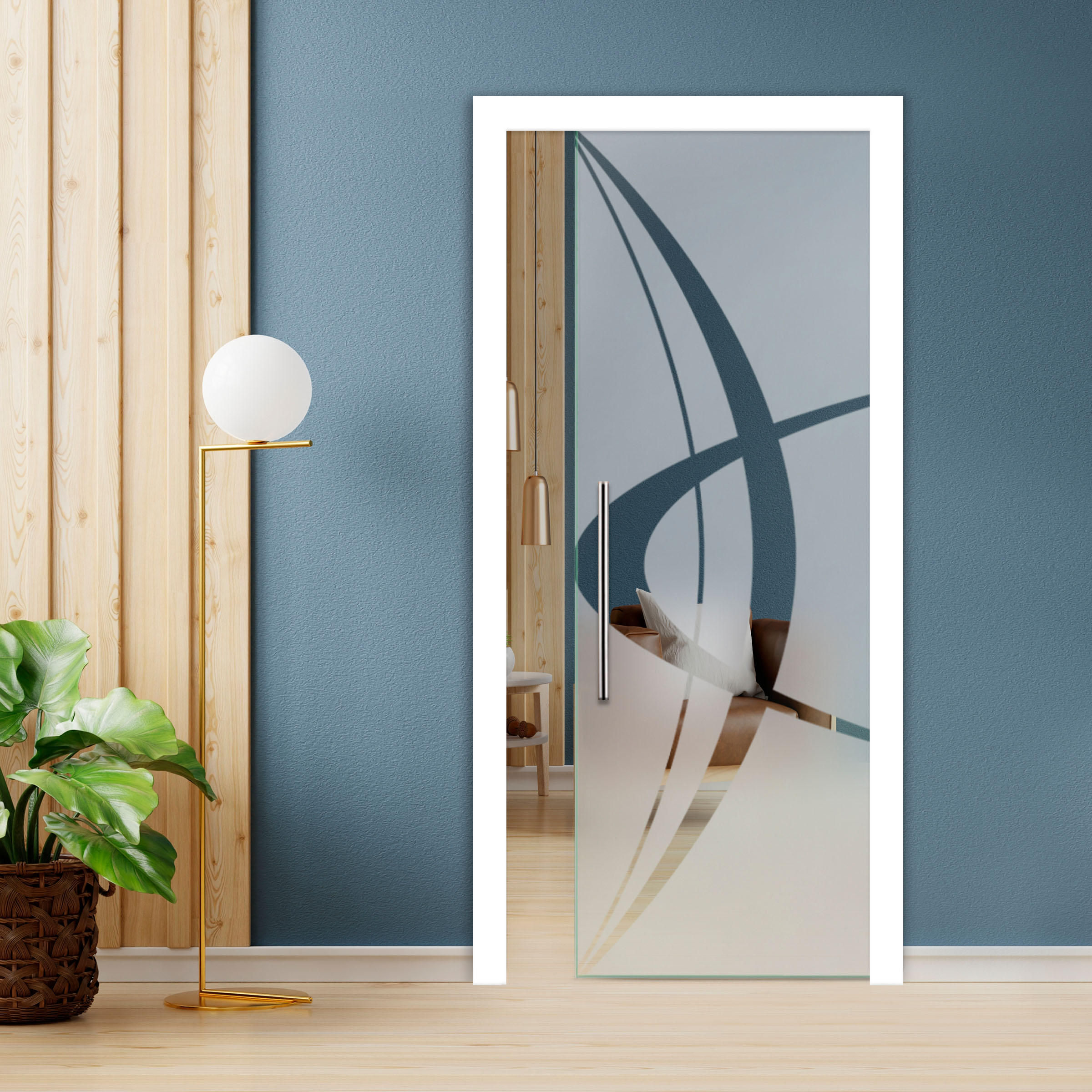 Pocket Glass Barn Door (Model PSGD-0122) With T Handle Bar