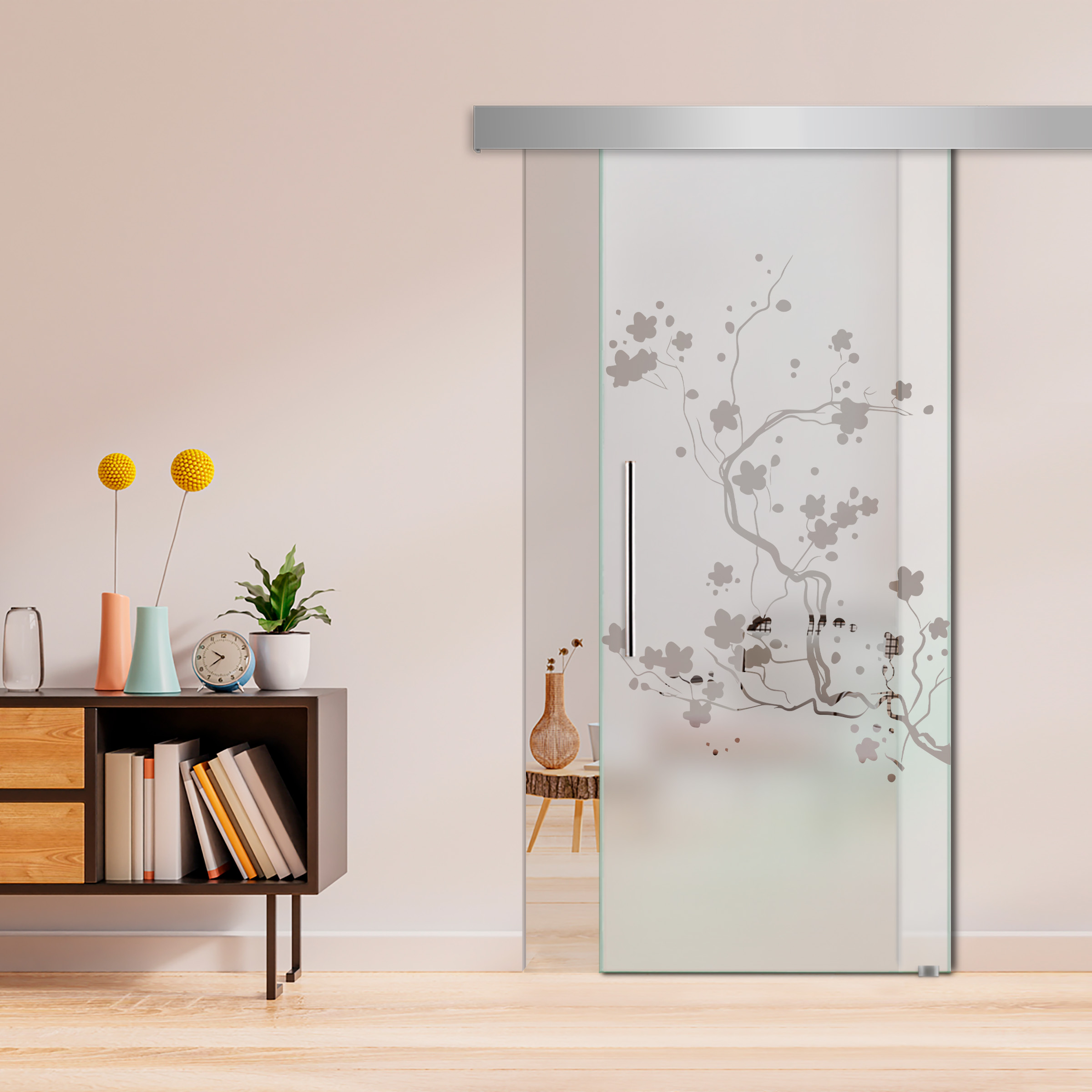 Sliding Glass Barn Door ALU100 (Semi Private) T Handle