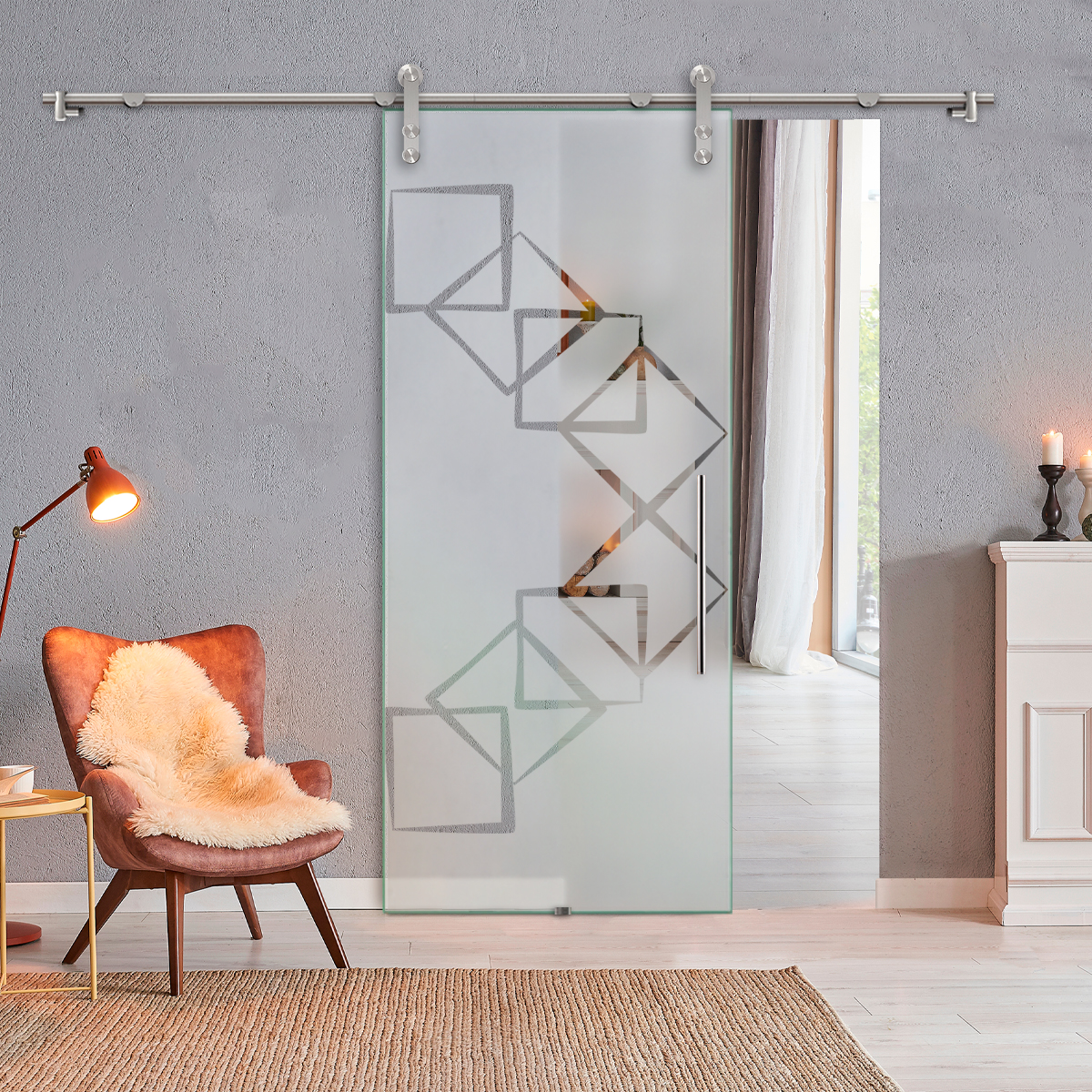 Sliding Glass Barn Door (Semi-private)