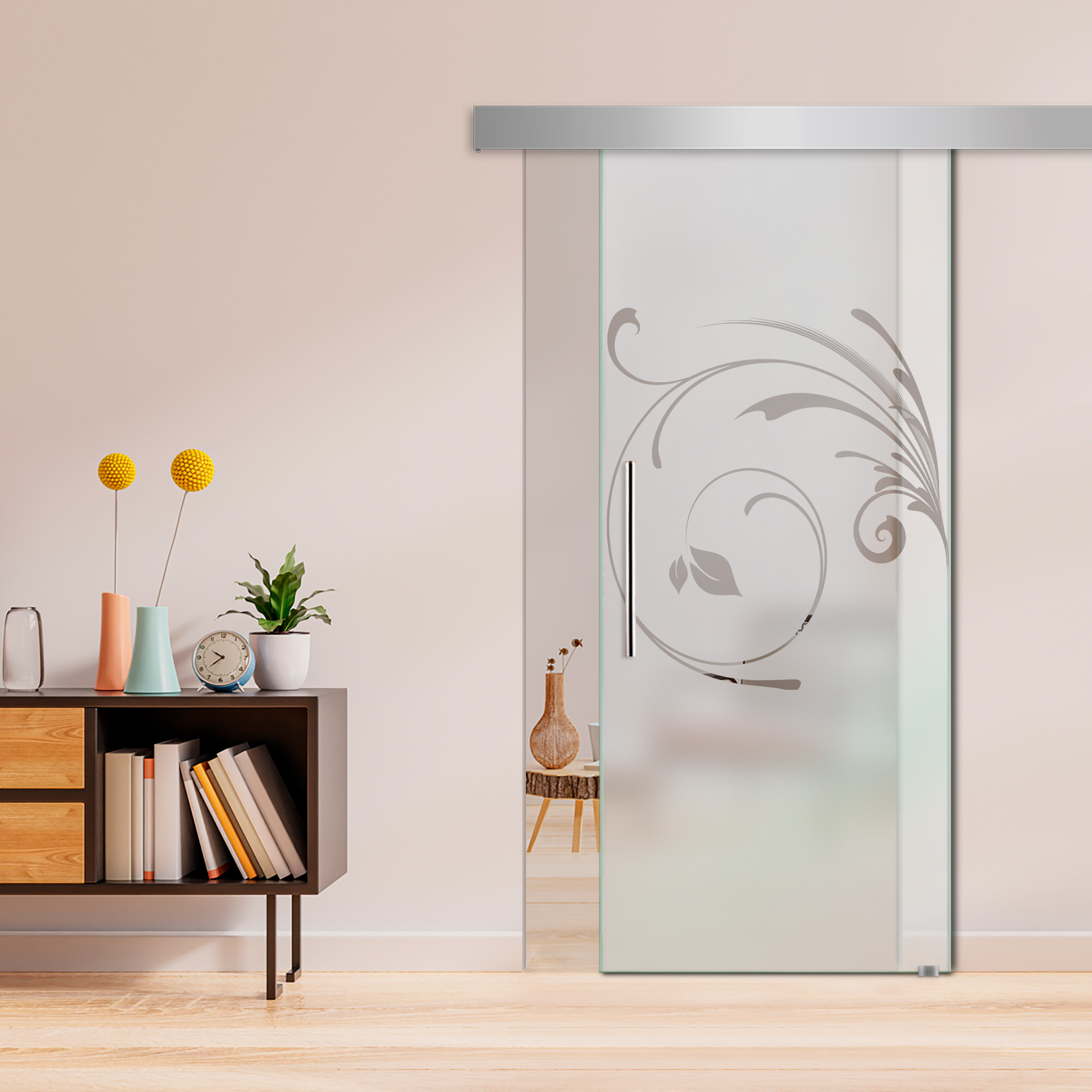 Sliding Glass Barn Door ALU100 (Semi Private) T Handle
