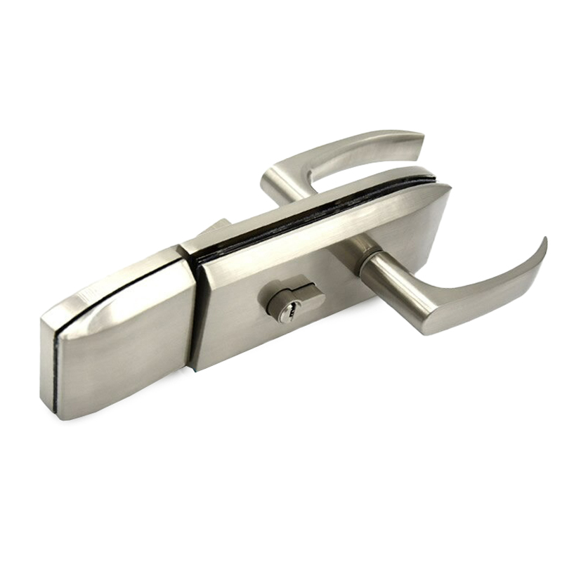 Glass Door Lock: Stainless Steel Brushed & 3 Keys + Strike Box