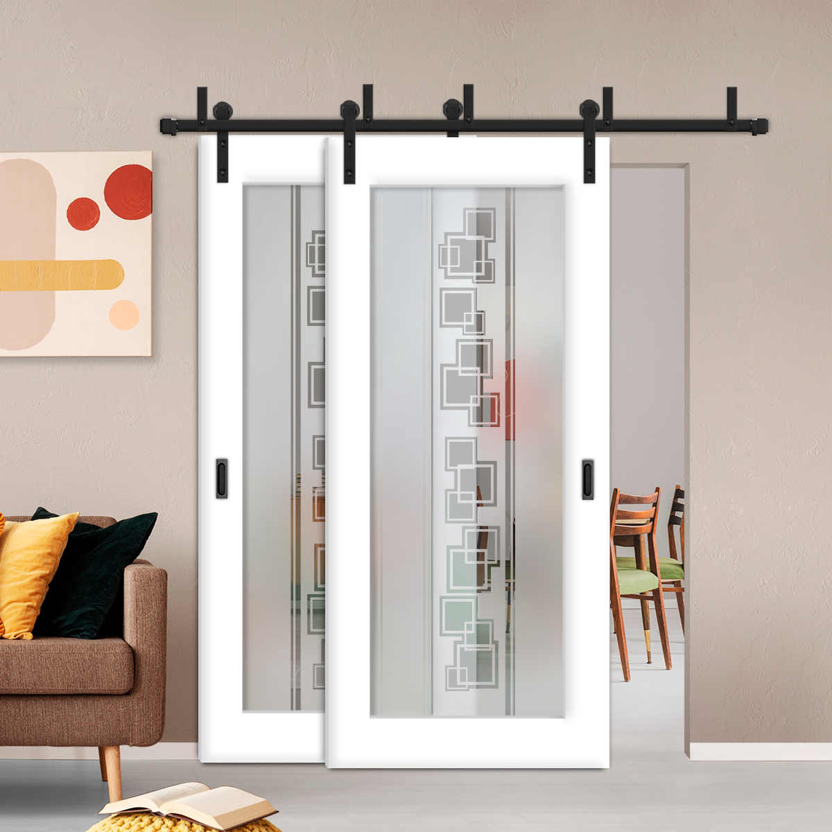 Sliding Barn Bypass Door (Model BGD-0015 Semi-Private)
