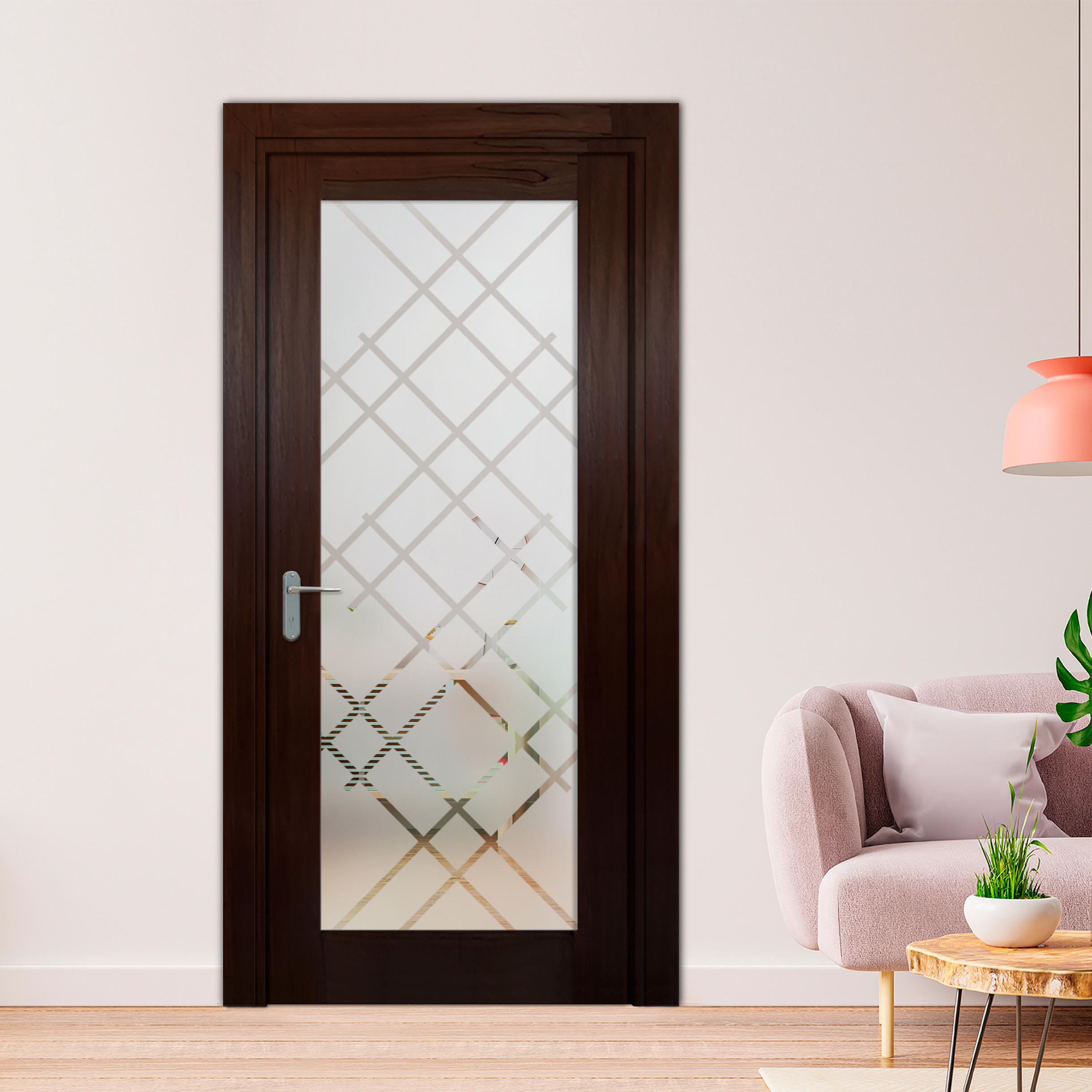 1 Lite Interior Door with Mahogany Wood and Glass Insert (Semi-Private)