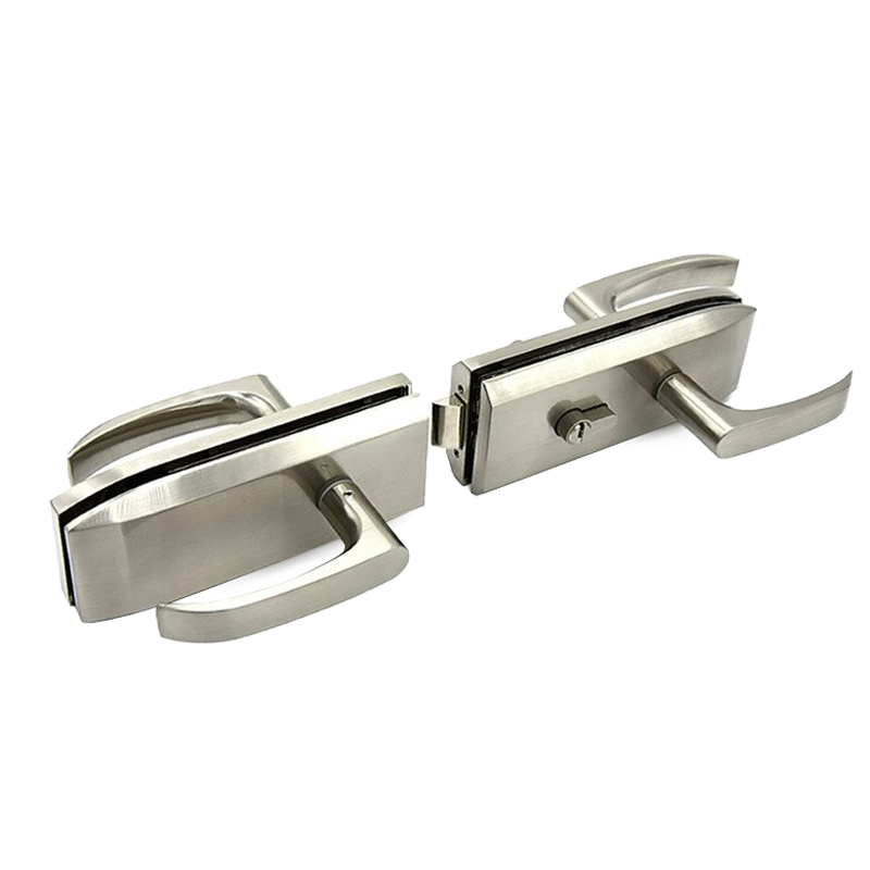 Double Handle Glass Door Lock: Stainless Steel Brushed & 3 Keys