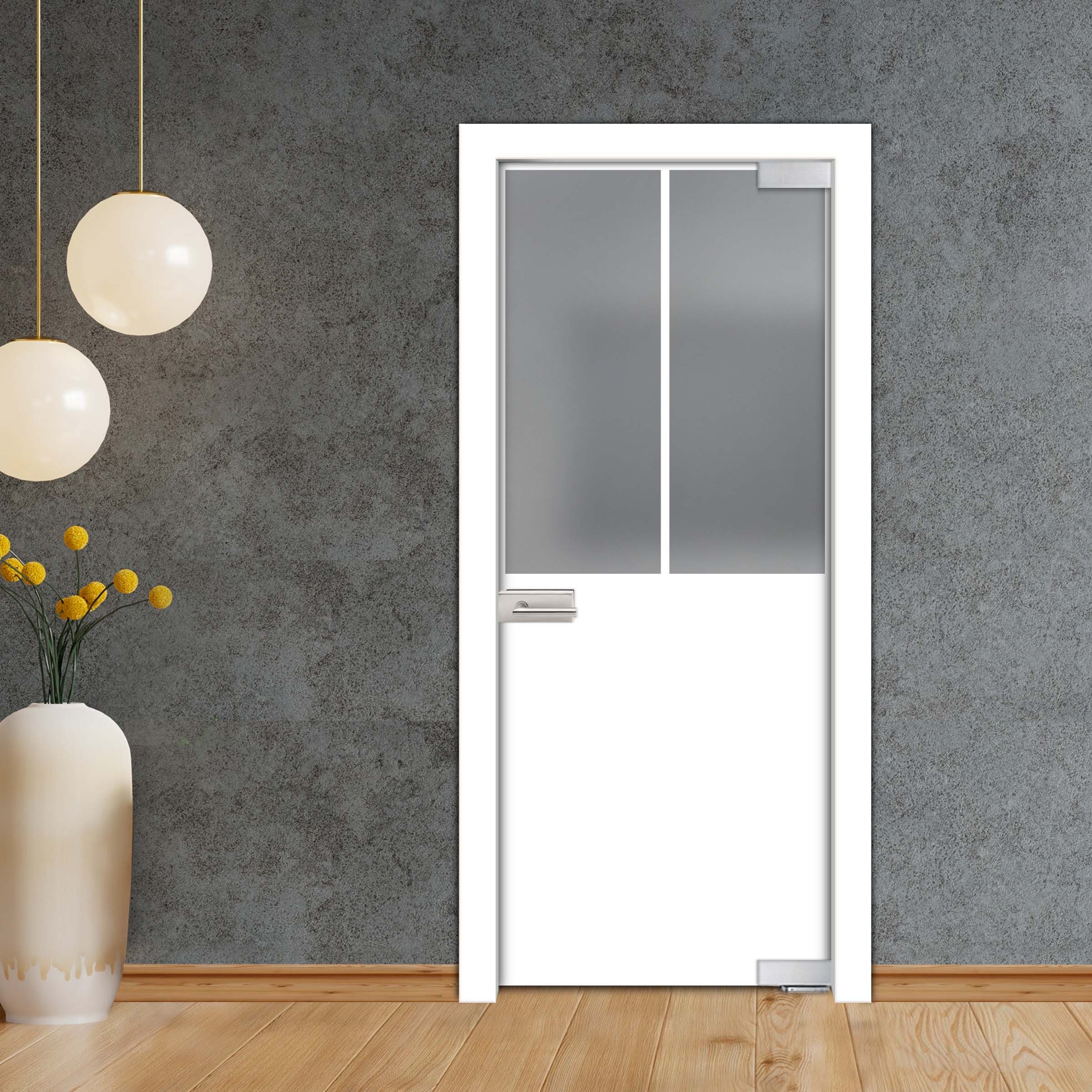 Frameless Industrial Pivot Glass Door (Black Hardware Complete Kit) PGLF-4142