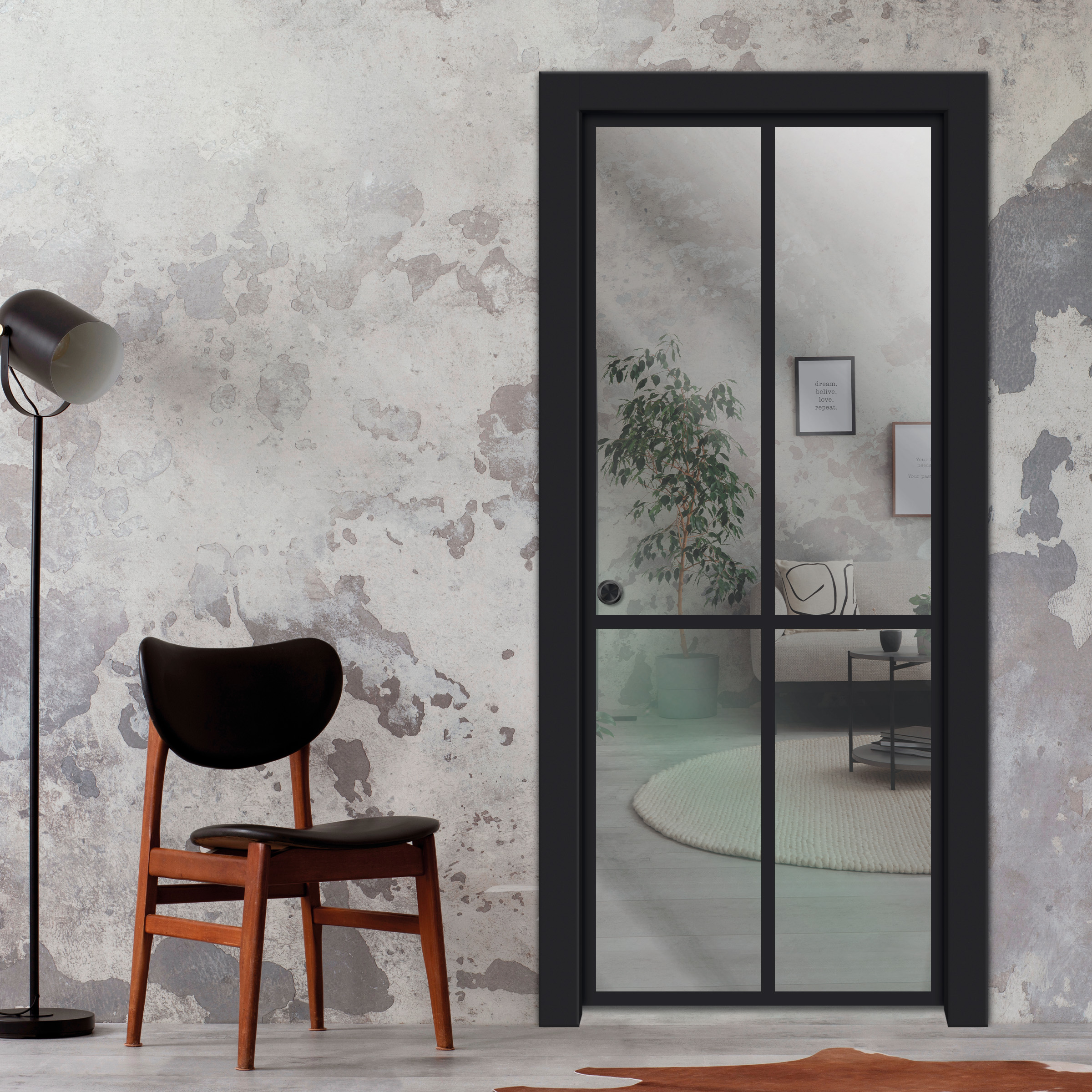Frameless Glass Sliding Pocket Door Industrial Style PSGDIS-5448