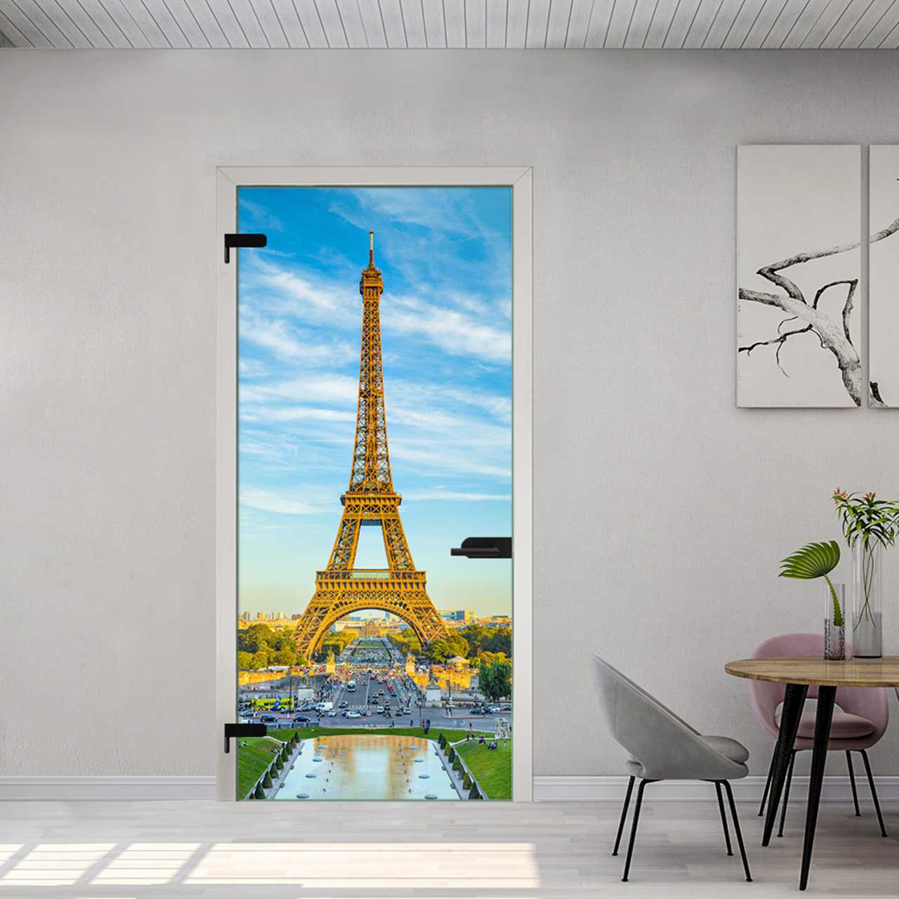 (Eiffel Tower Paris) Digital Printing Hinged Glass Door DPHGD-6139