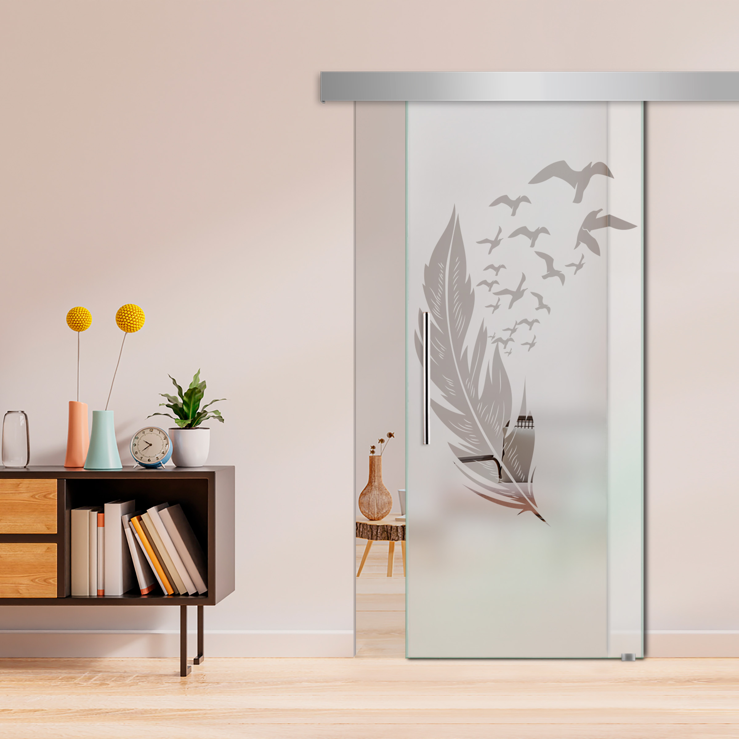 Sliding Glass Barn Door  ALU100 T Handle (Semi Private)