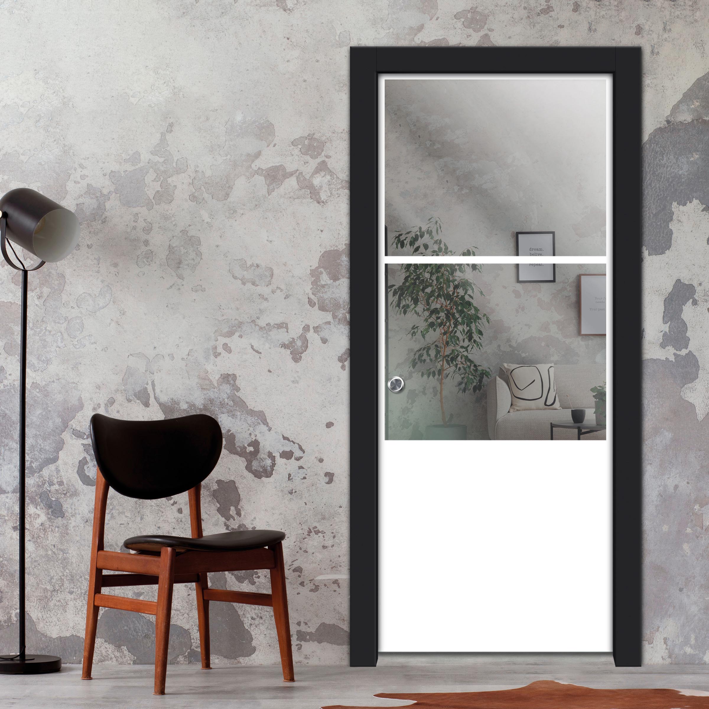 Frameless Glass Sliding Pocket Door Industrial Style PSGDIS-5444