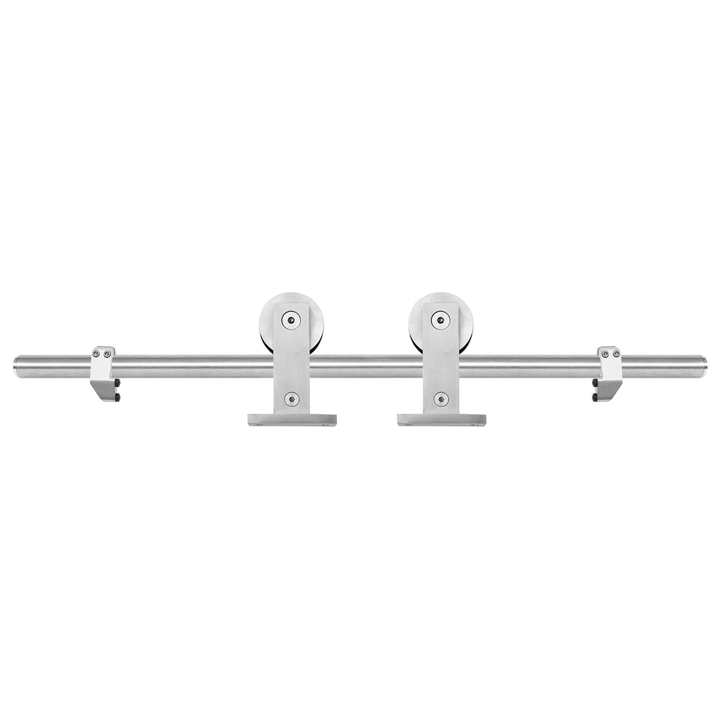 Sliding Wood Barn Door Hardware Kit with Round Rail and Single Roller