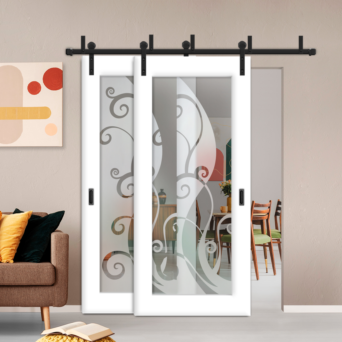 Sliding Barn Bypass Door (Model BGD-0018 Semi-Private)