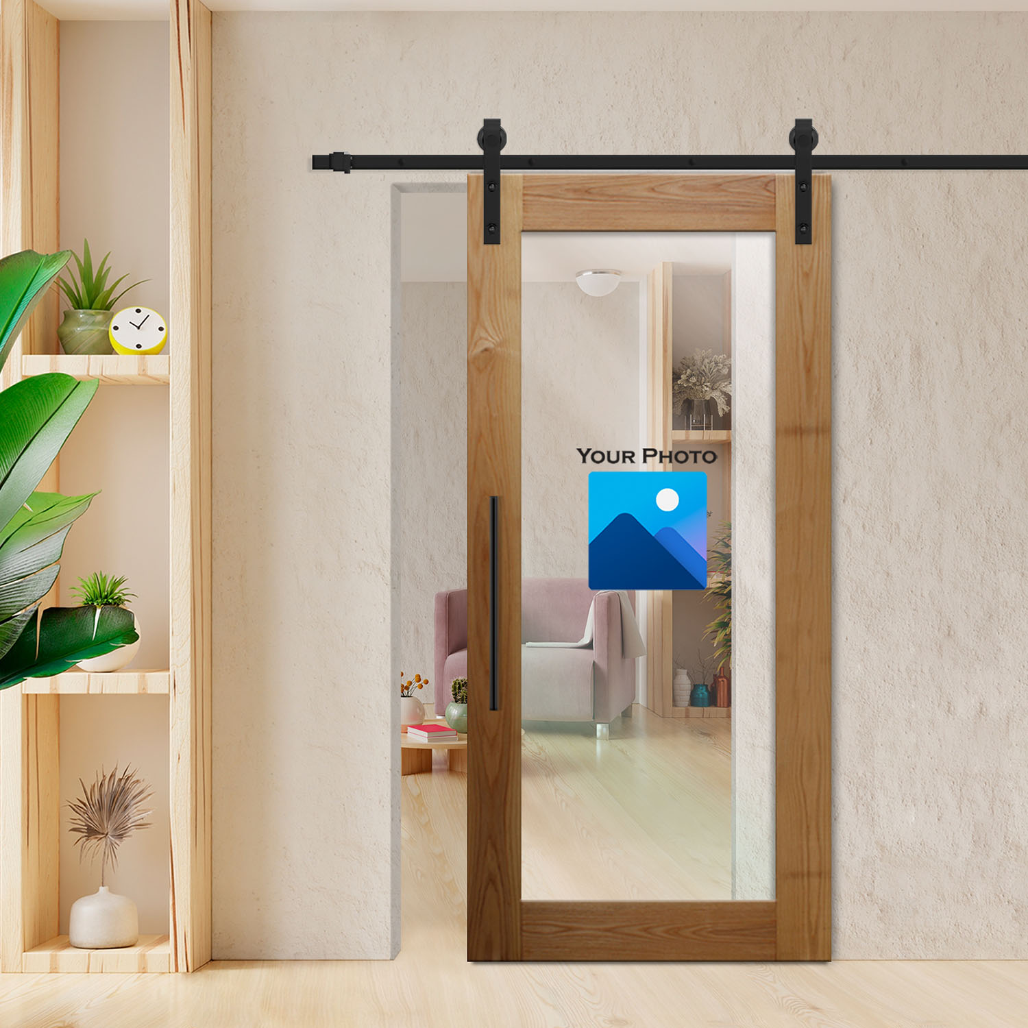 Sliding Barn Door Customized With Your Photo (Carbon Steel) T-Handle
