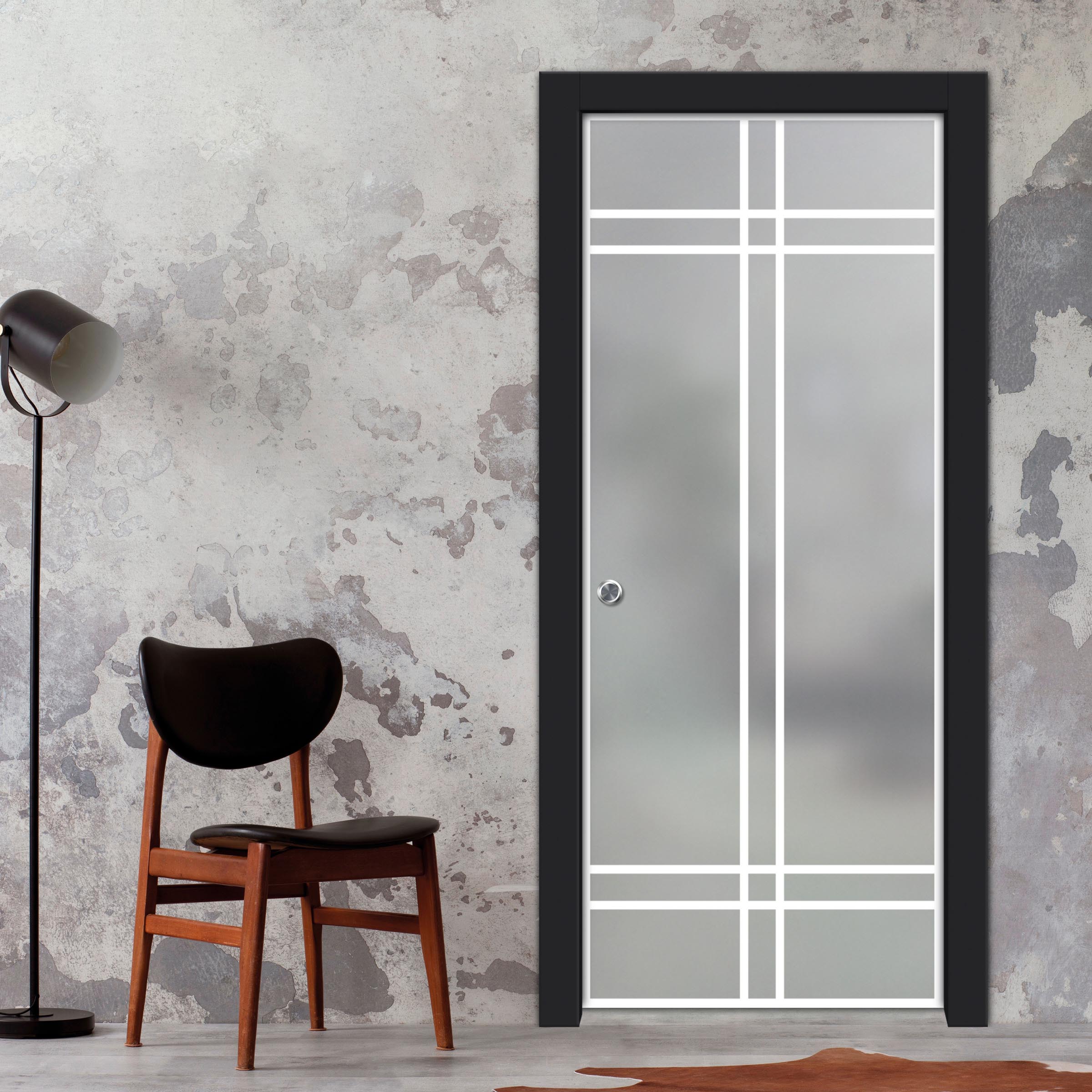Frameless Glass Sliding Pocket Door Industrial Style PSGDIS-4253