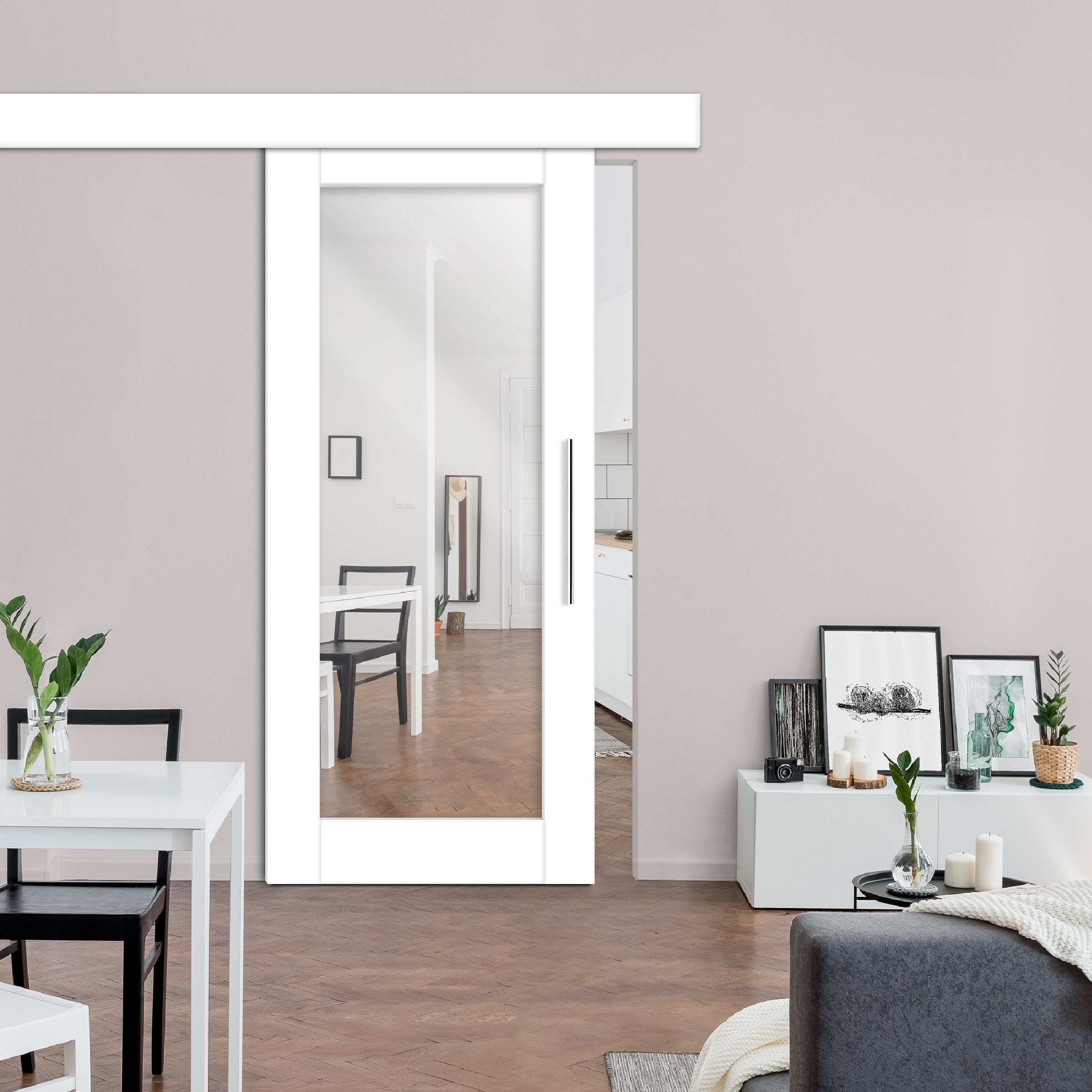 Mirror Sliding Barn Door with Mirror Insert (Fascia / Cover)