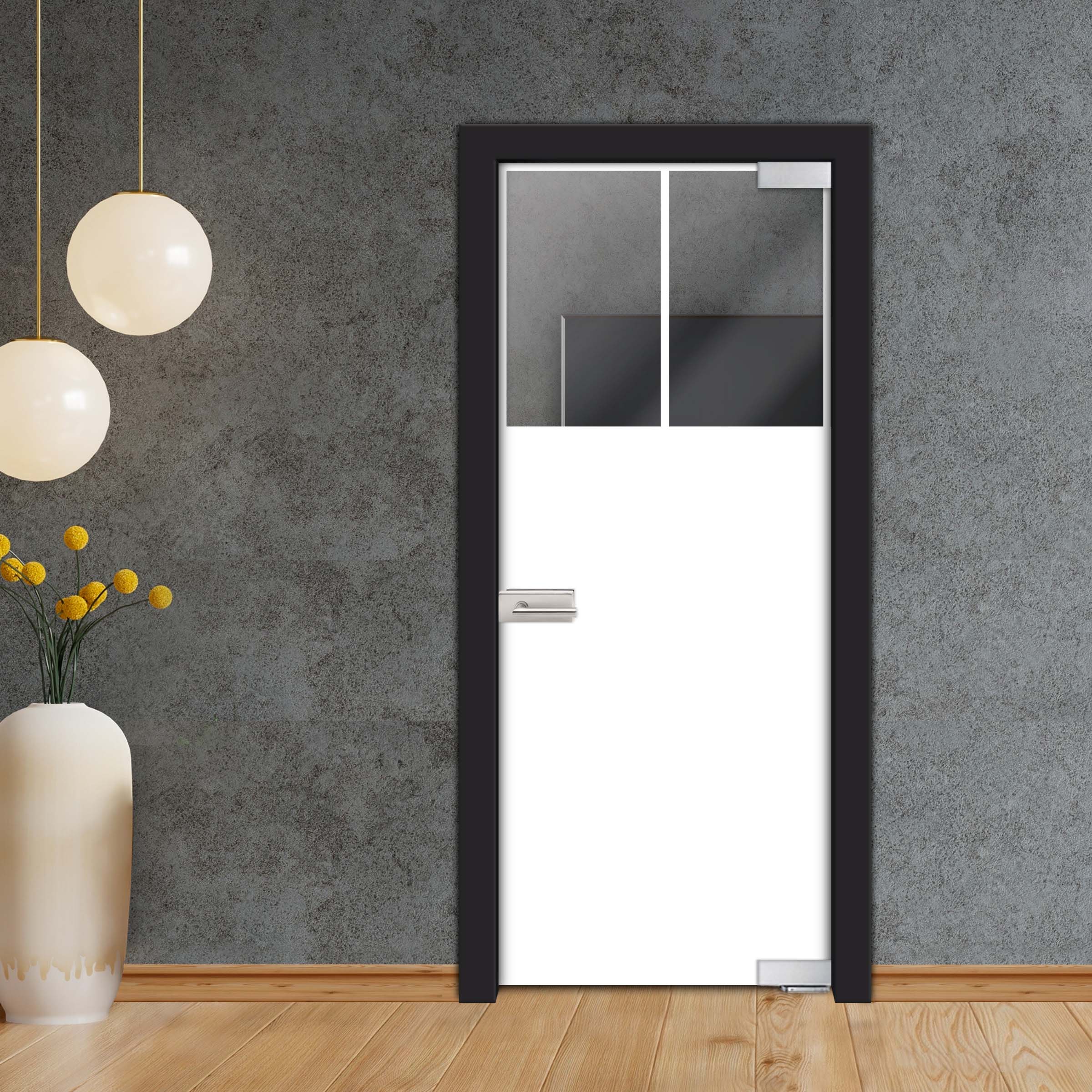 Frameless Industrial Pivot Glass Door (Black Hardware Complete Kit) PGLF-4143