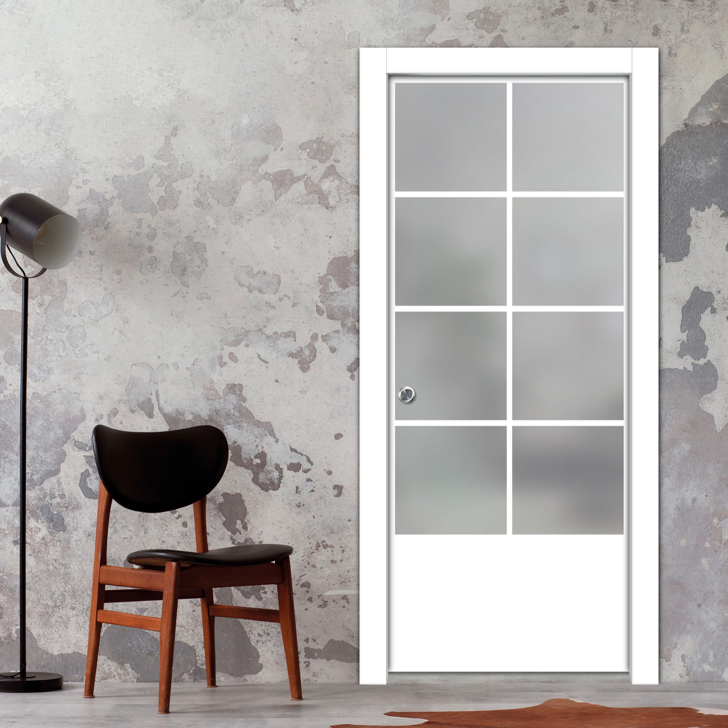 Frameless Glass Sliding Pocket Door Industrial Style PSGDIS-4255