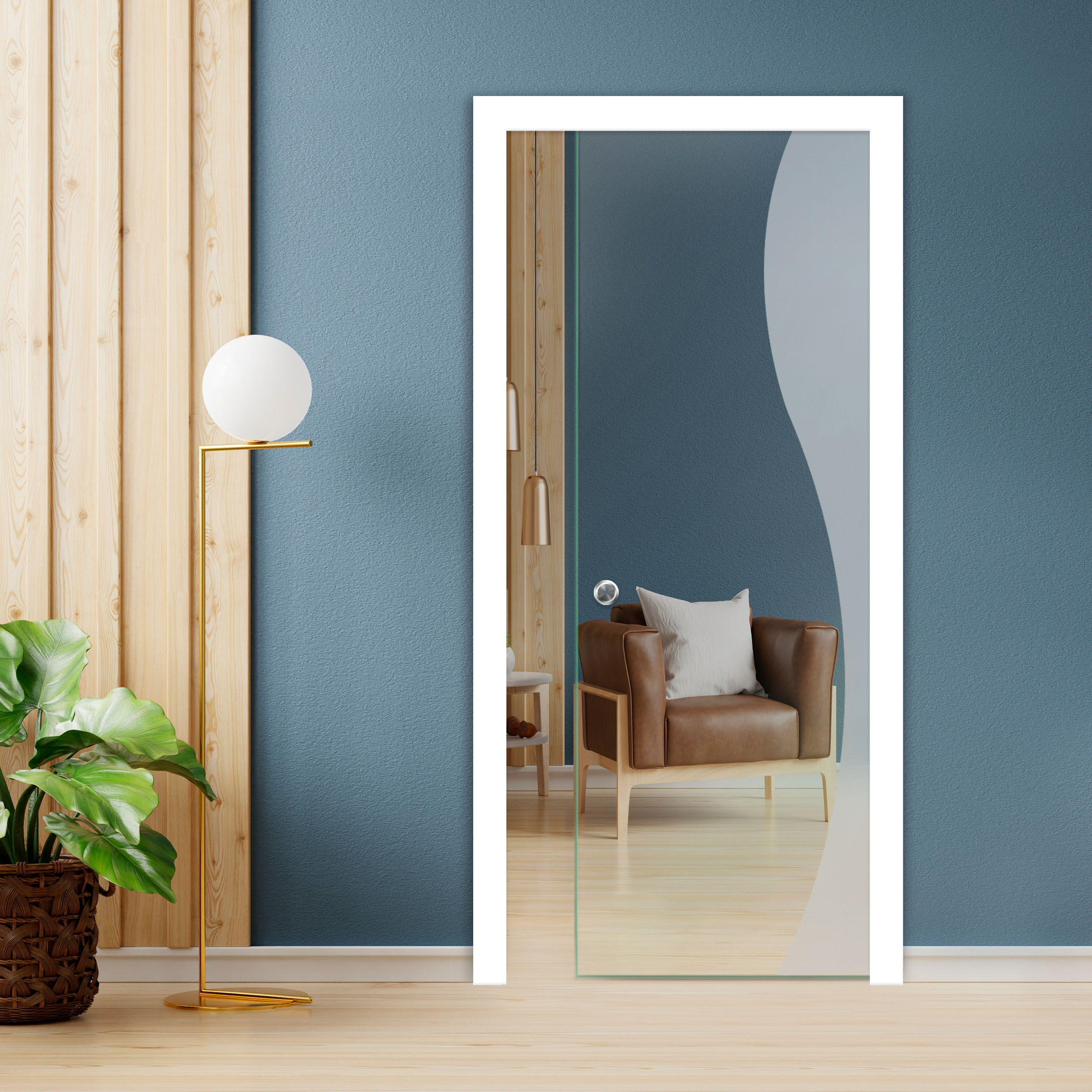 Pocket Glass Barn Door (Model PSGD-0128) + Recessed Grip