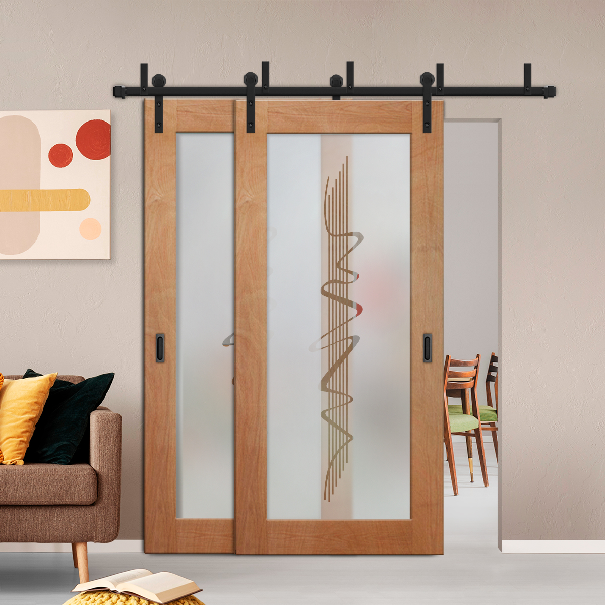 Sliding Barn Bypass Door (Model BGD-0019 Semi-Private)