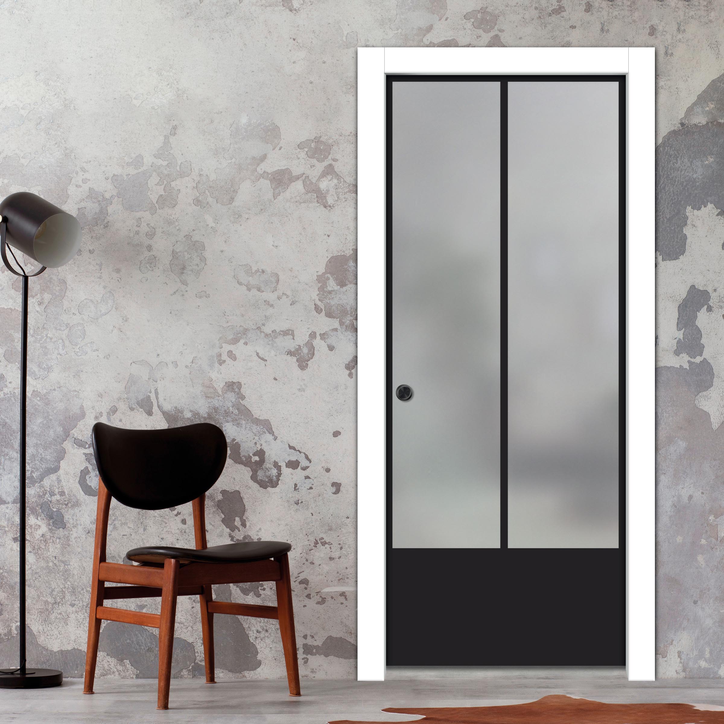 Frameless Glass Sliding Pocket Door Industrial Style PSGDIS-5432