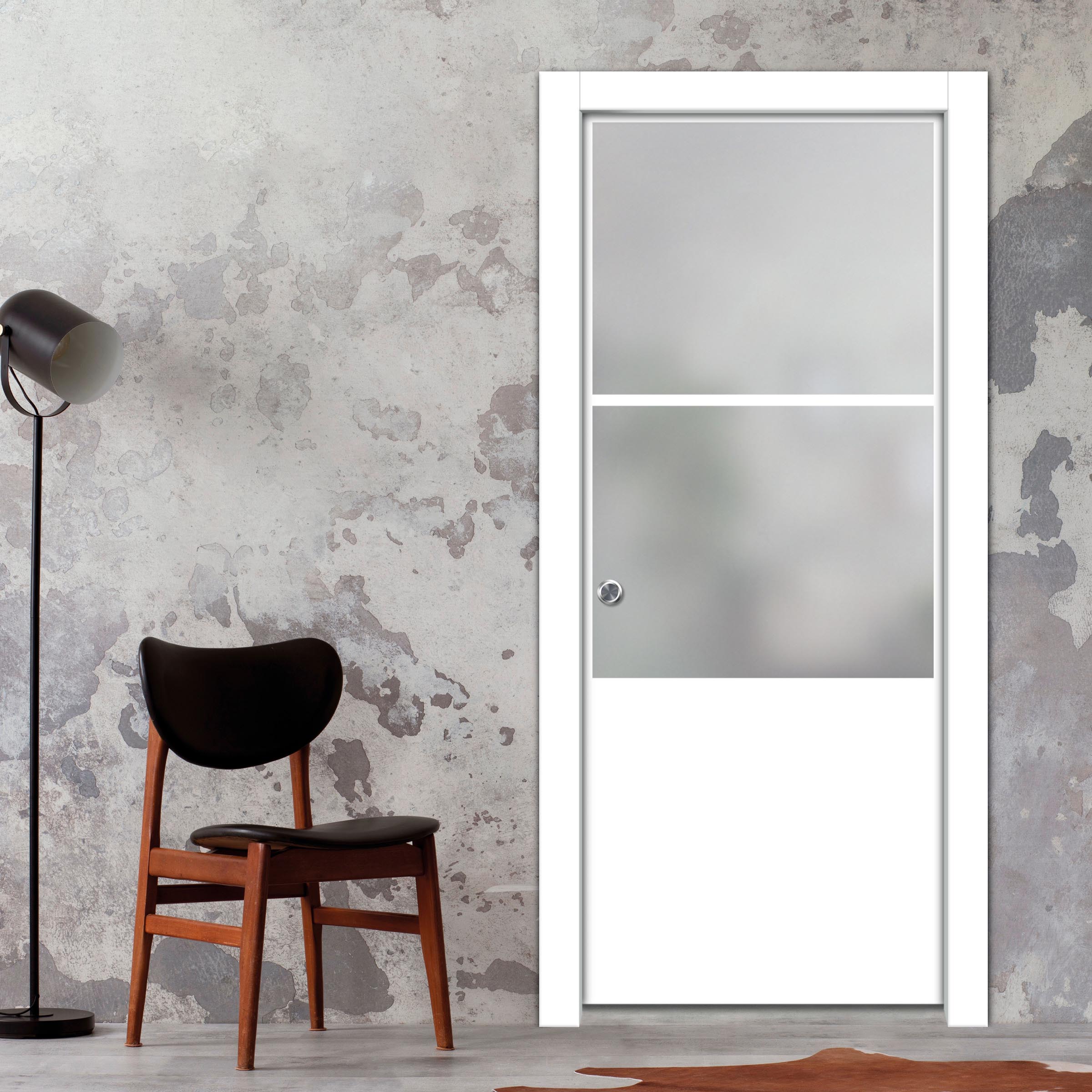 Frameless Glass Sliding Pocket Door Industrial Style PSGDIS-5444