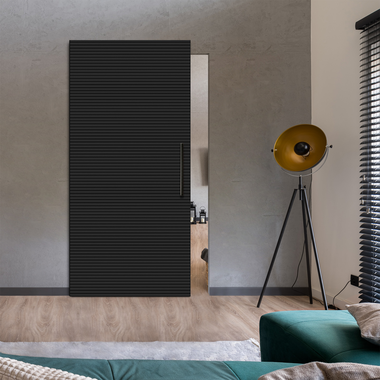 Fluted Wooden Sliding Barn Door Hidden Invisible Hardware