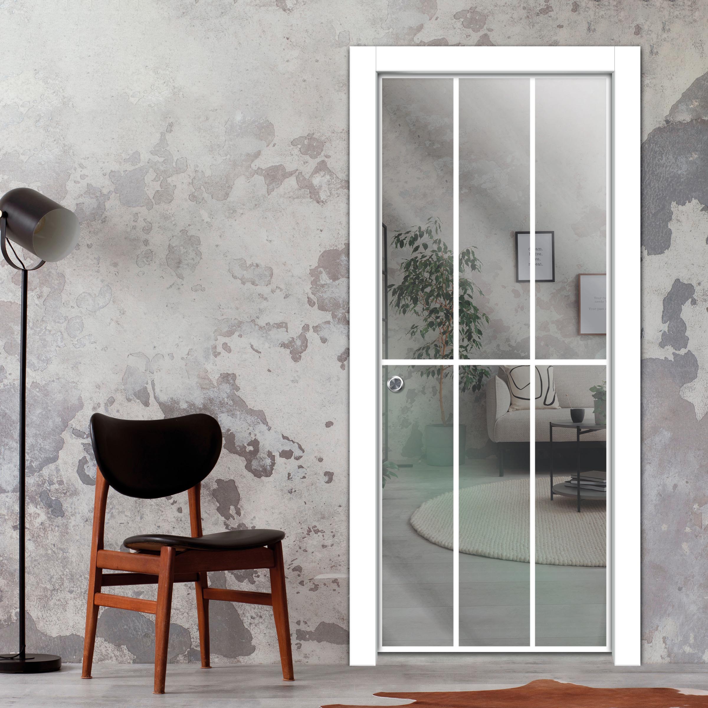 Frameless Glass Sliding Pocket Door Industrial Style PSGDIS-4259