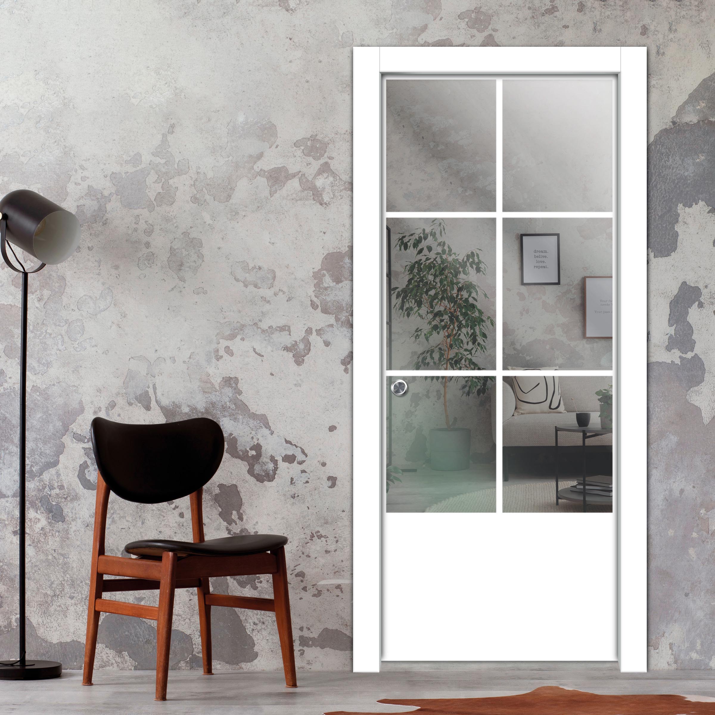 Frameless Glass Sliding Pocket Door Industrial Style PSGDIS-4270