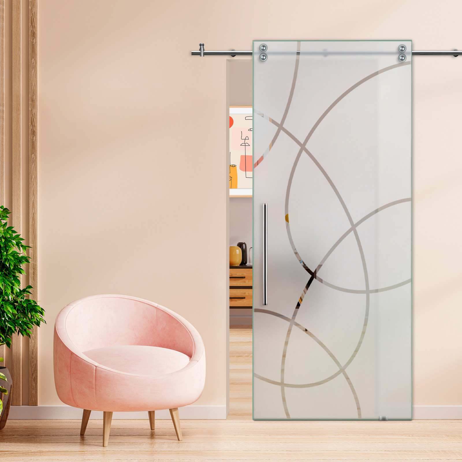 Sliding Barn Glass Door T-Handle (Semi-Private)