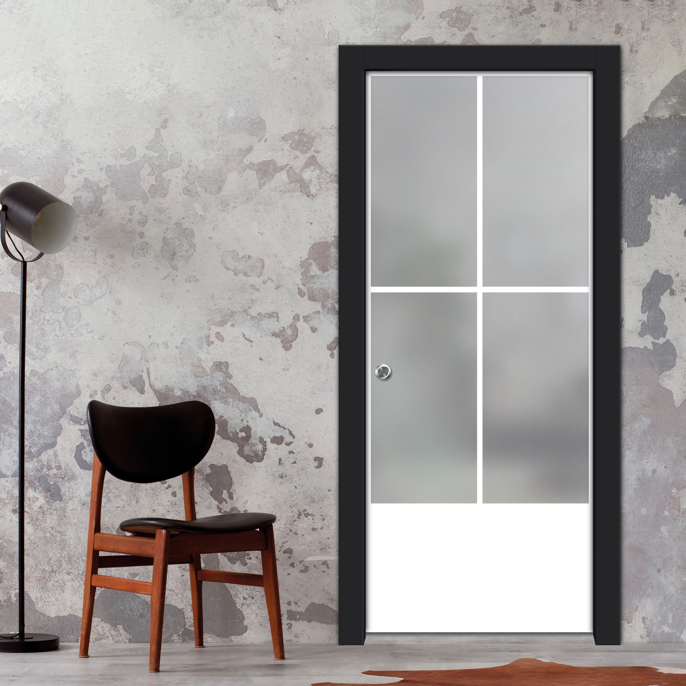 Frameless Glass Sliding Pocket Door Industrial Style PSGDIS-4254