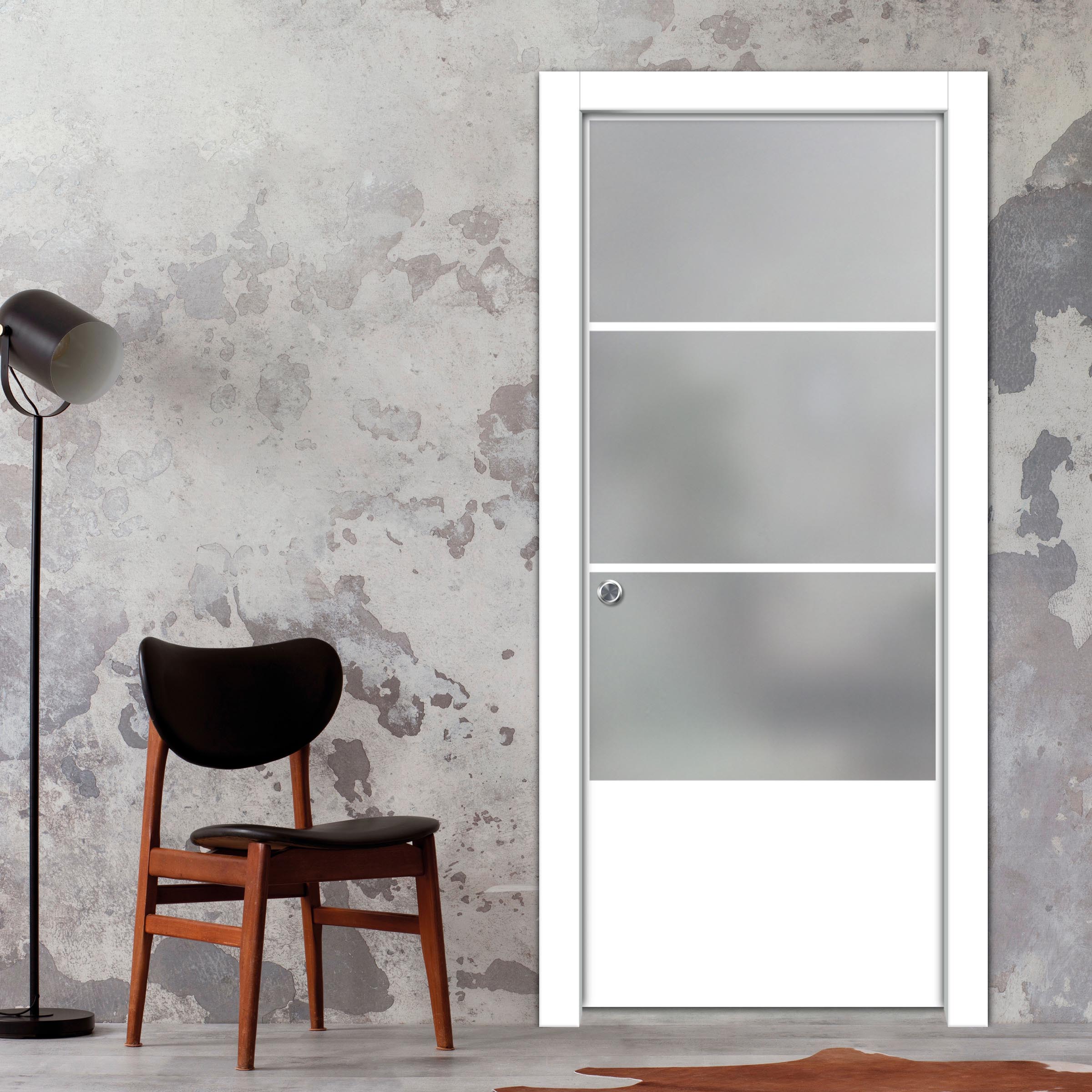 Frameless Glass Sliding Pocket Door Industrial Style PSGDIS-4271