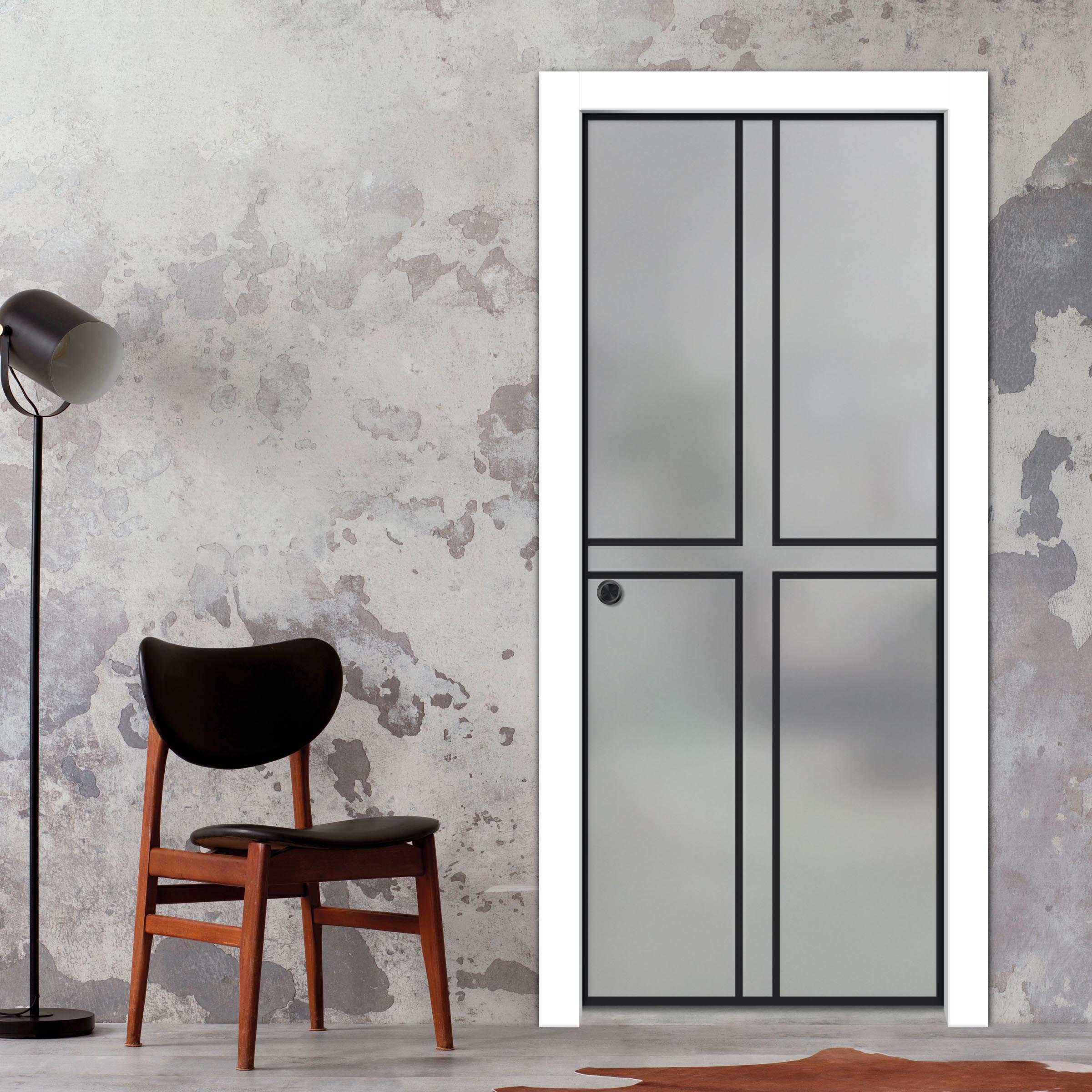 Frameless Glass Sliding Pocket Door Industrial Style PSGDIS-4262