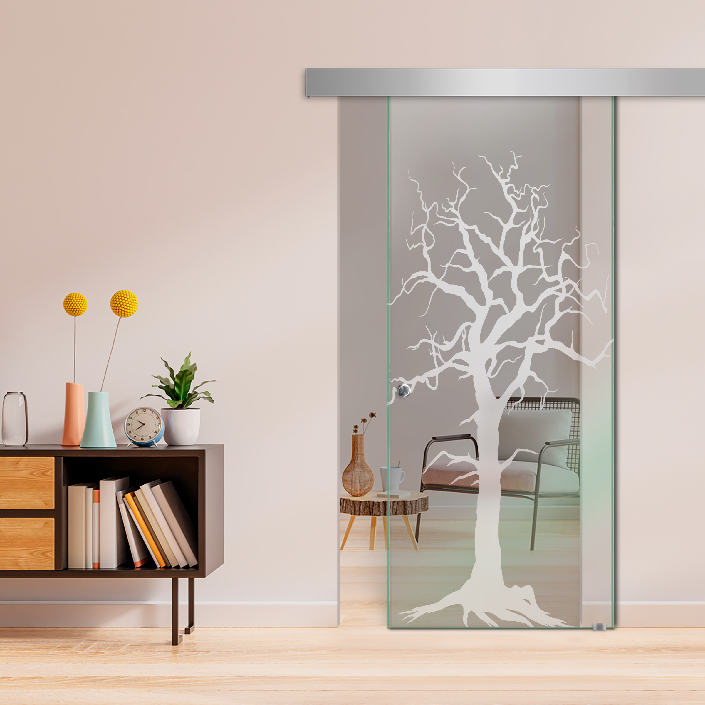 Sliding Glass Barn Door ALU100 (Non Private) Recessed Grip