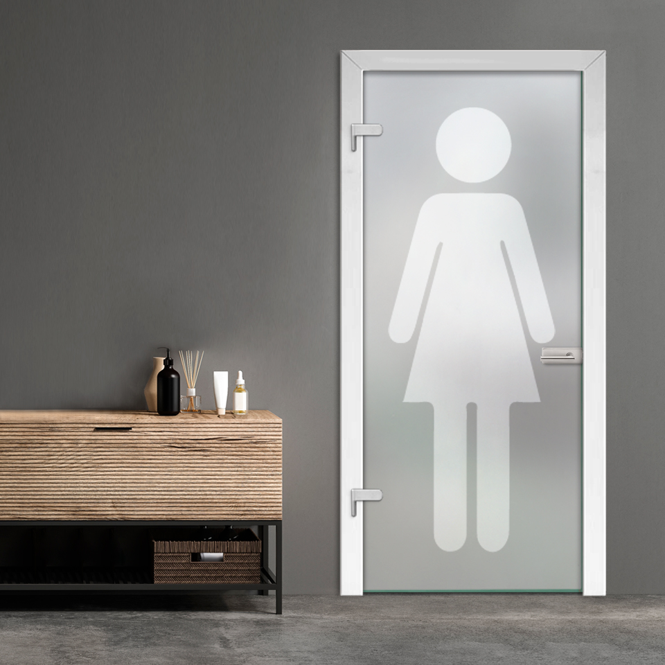 Restroom Women Hinged Glass Door