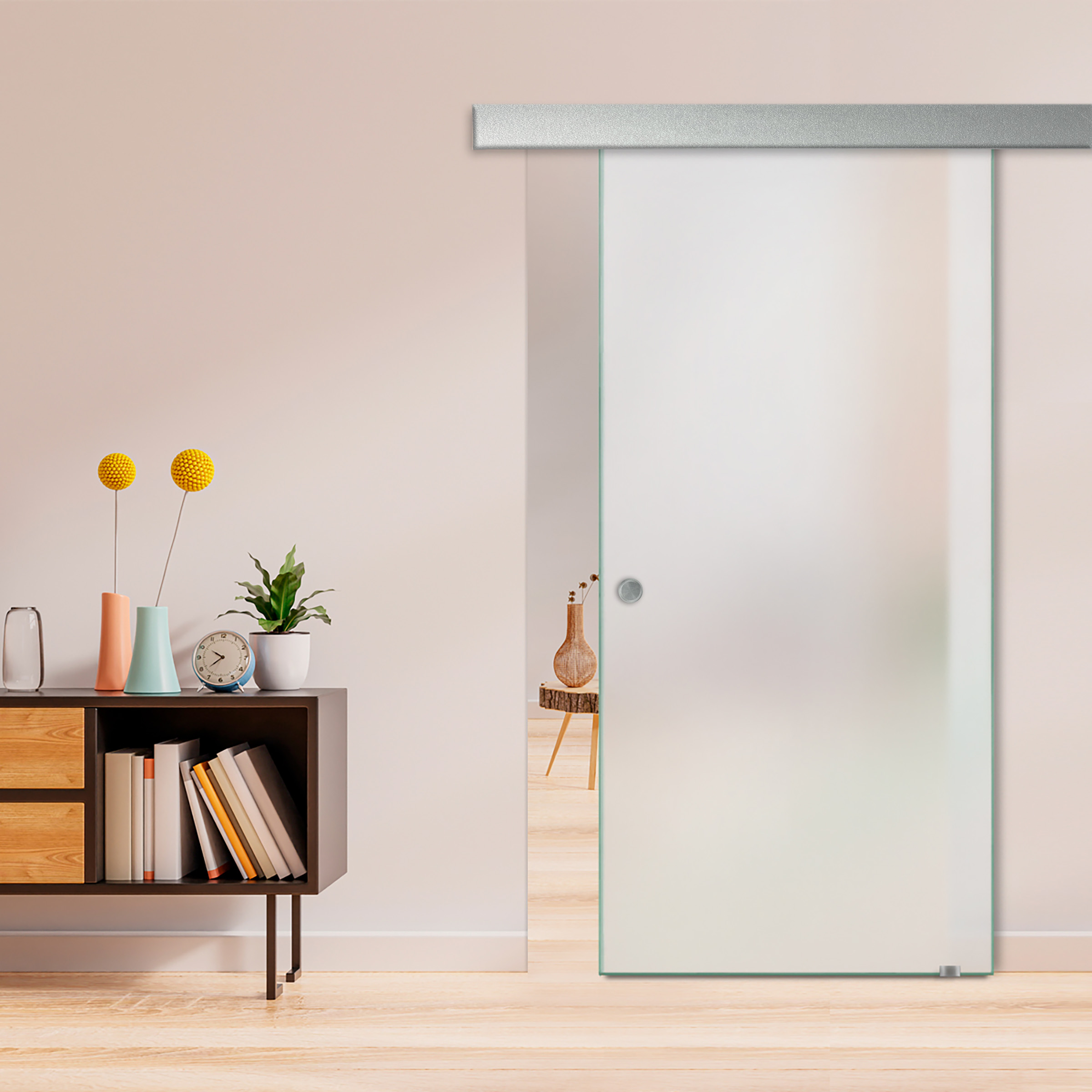 Silver Painted Stainless Steel Recessed Grip Handle for Glass Doors