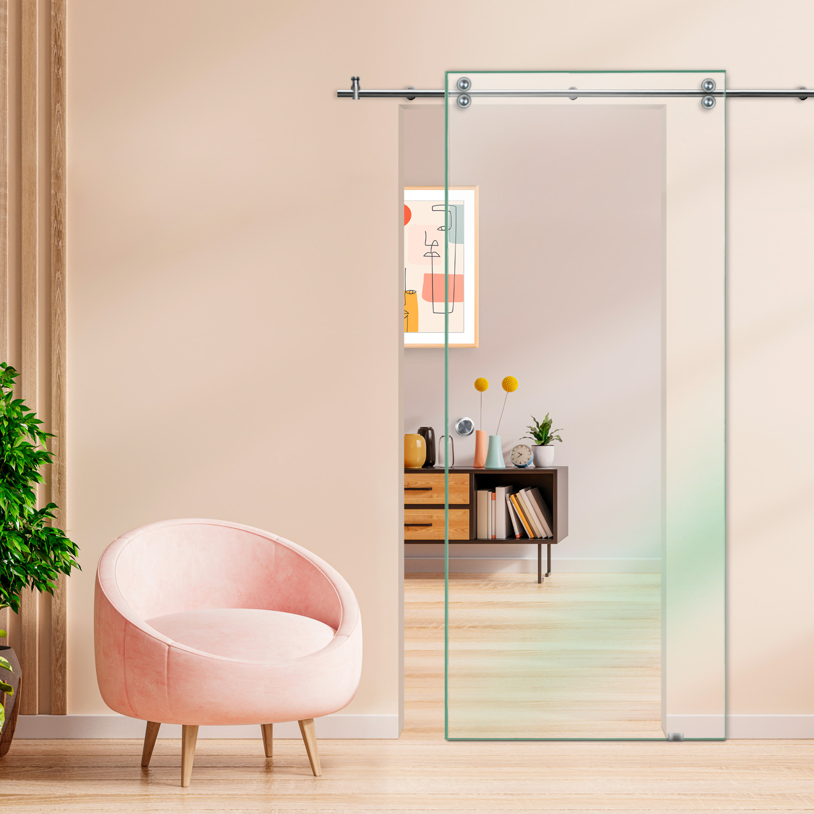 Sliding Barn Glass Door Recessed Grip (Clear-Glass)