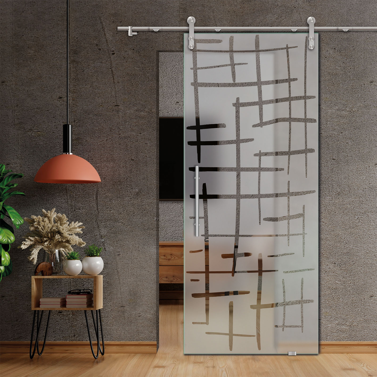 Sliding Glass Barn Door (Semi-private)