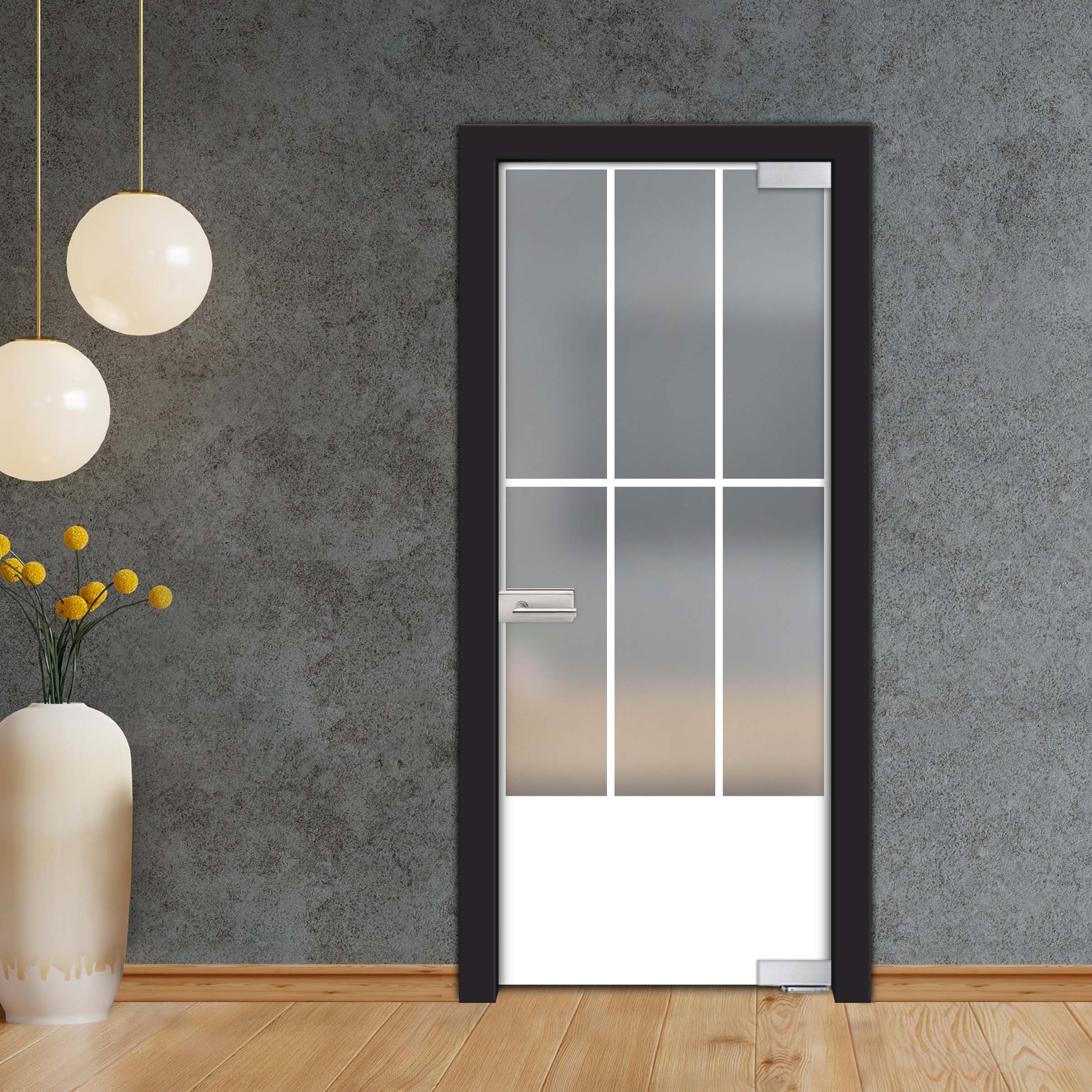 Frameless Industrial Pivot Glass Door (Black Hardware Complete Kit) PGLF-4122