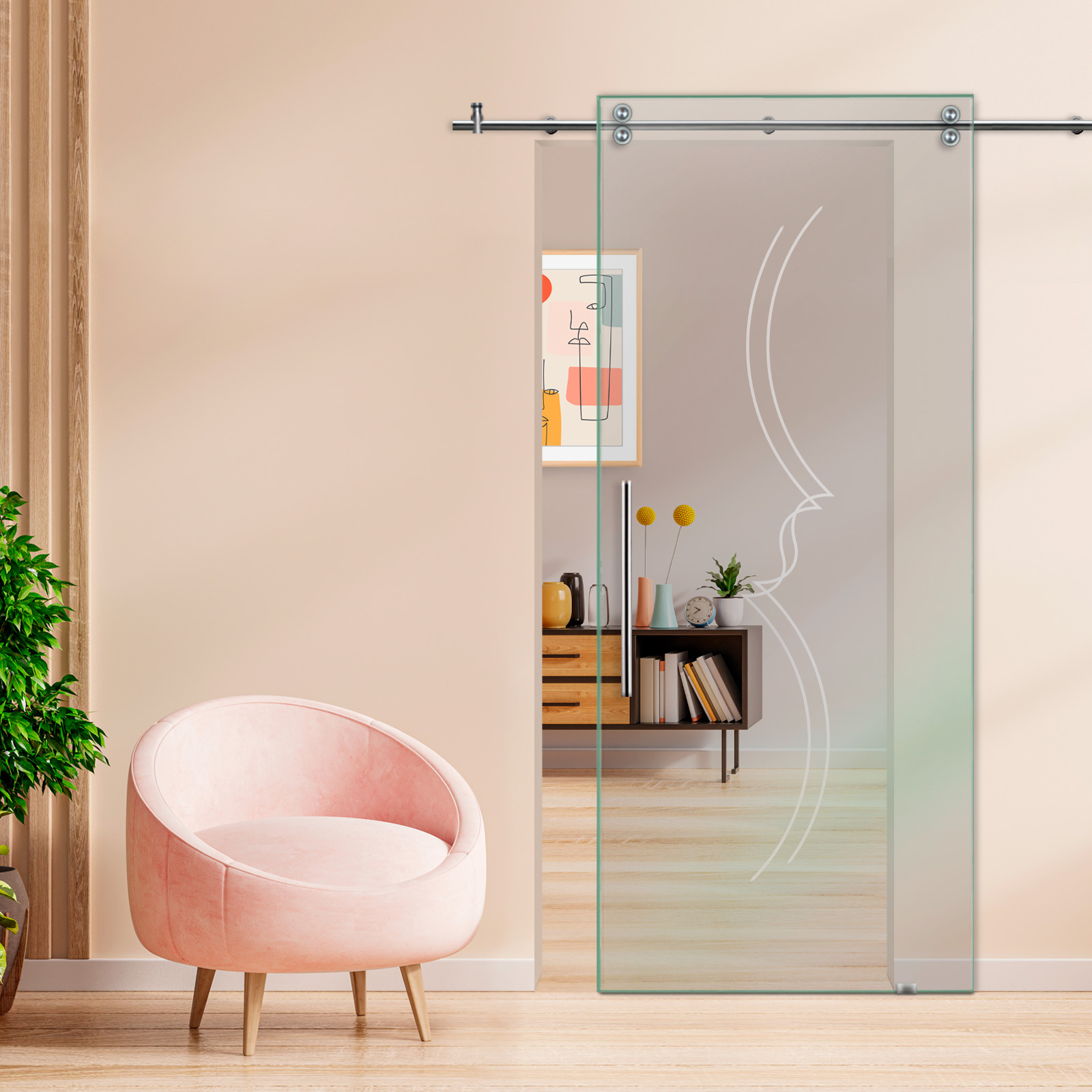 Sliding Glass Barn Door (Non-private) T-Handle