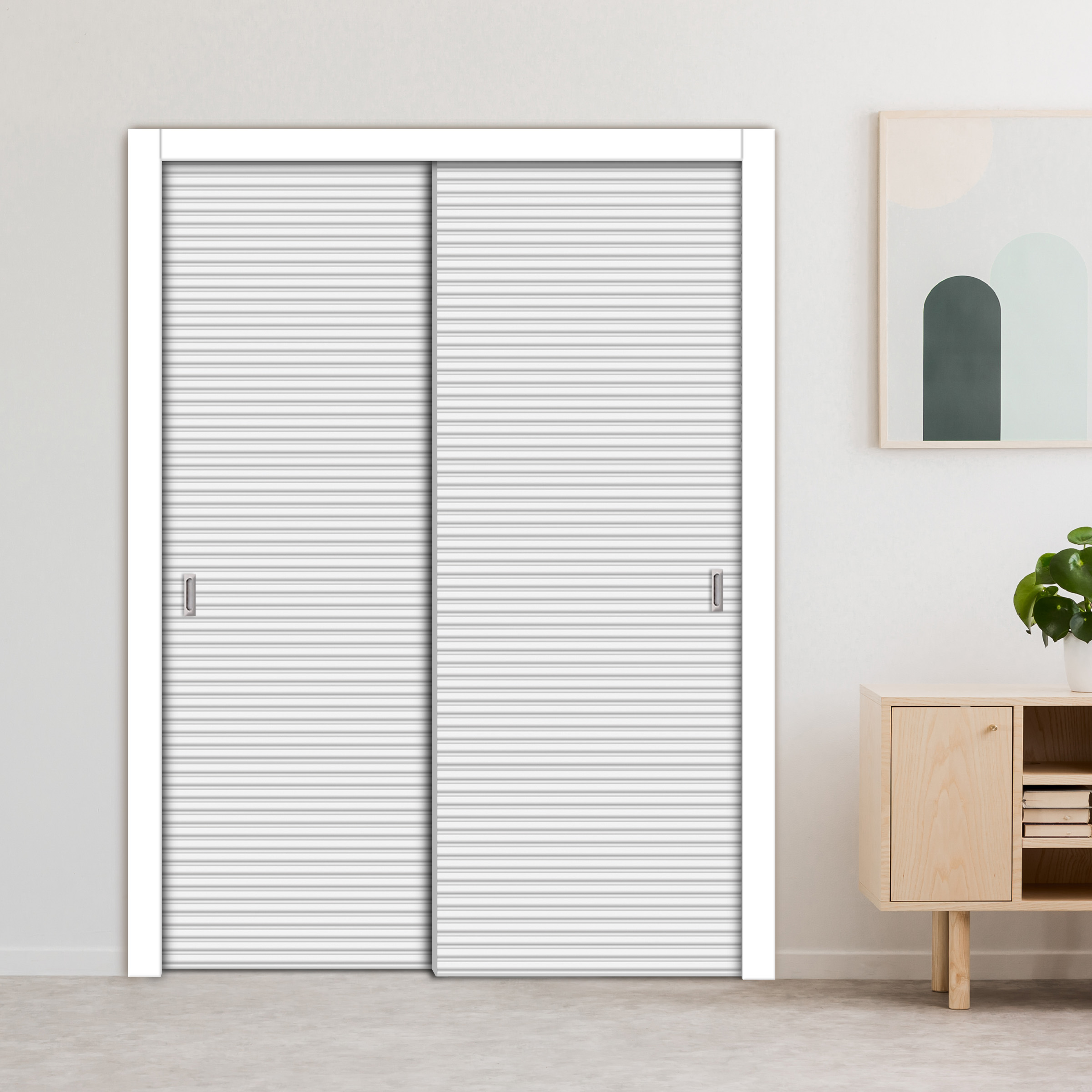 2 Leaf Flush Sliding Wooden Bypass Closet Door HSSB-4084