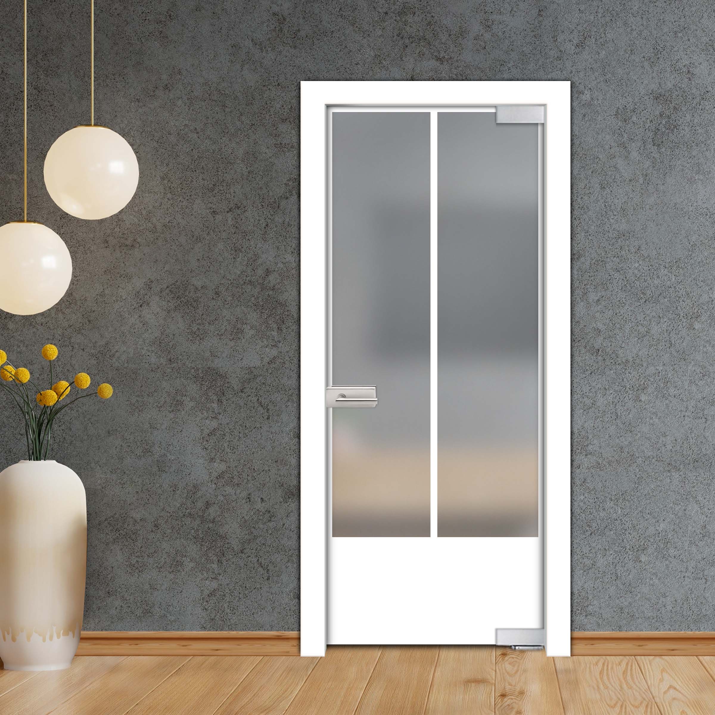 Frameless Industrial Pivot Glass Door (Black Hardware Complete Kit) PGLF-5414
