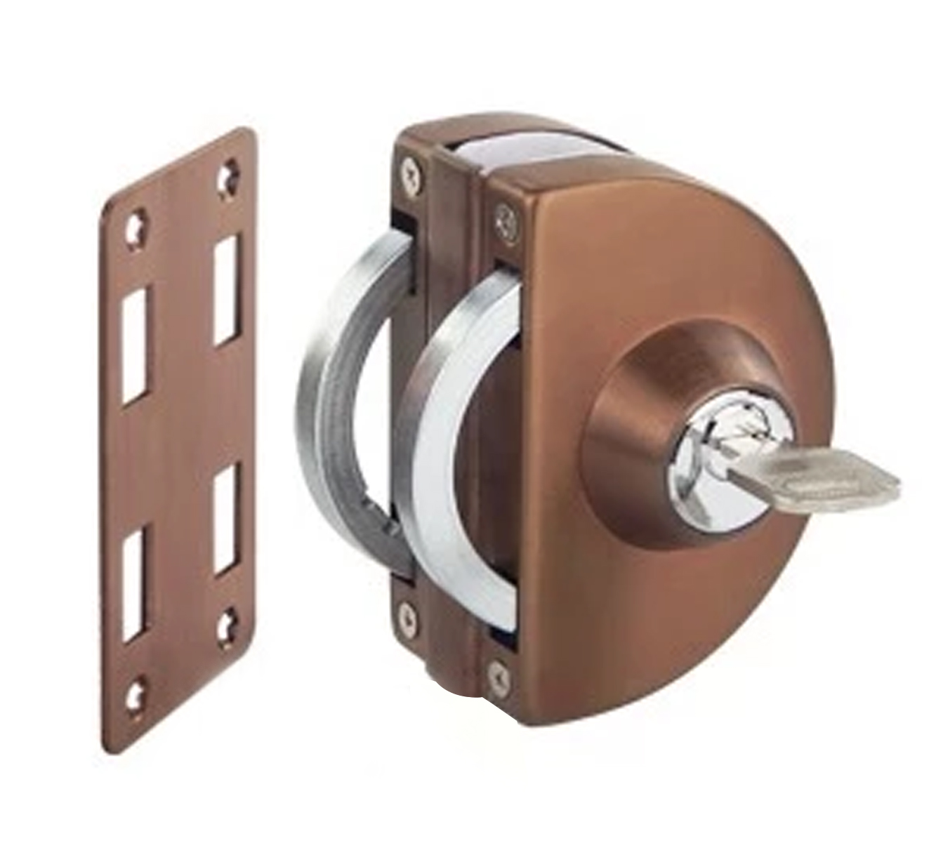 Stainless Steel Half Circle Entrance lock for Frameless Glass Single Door (Rose Gold)