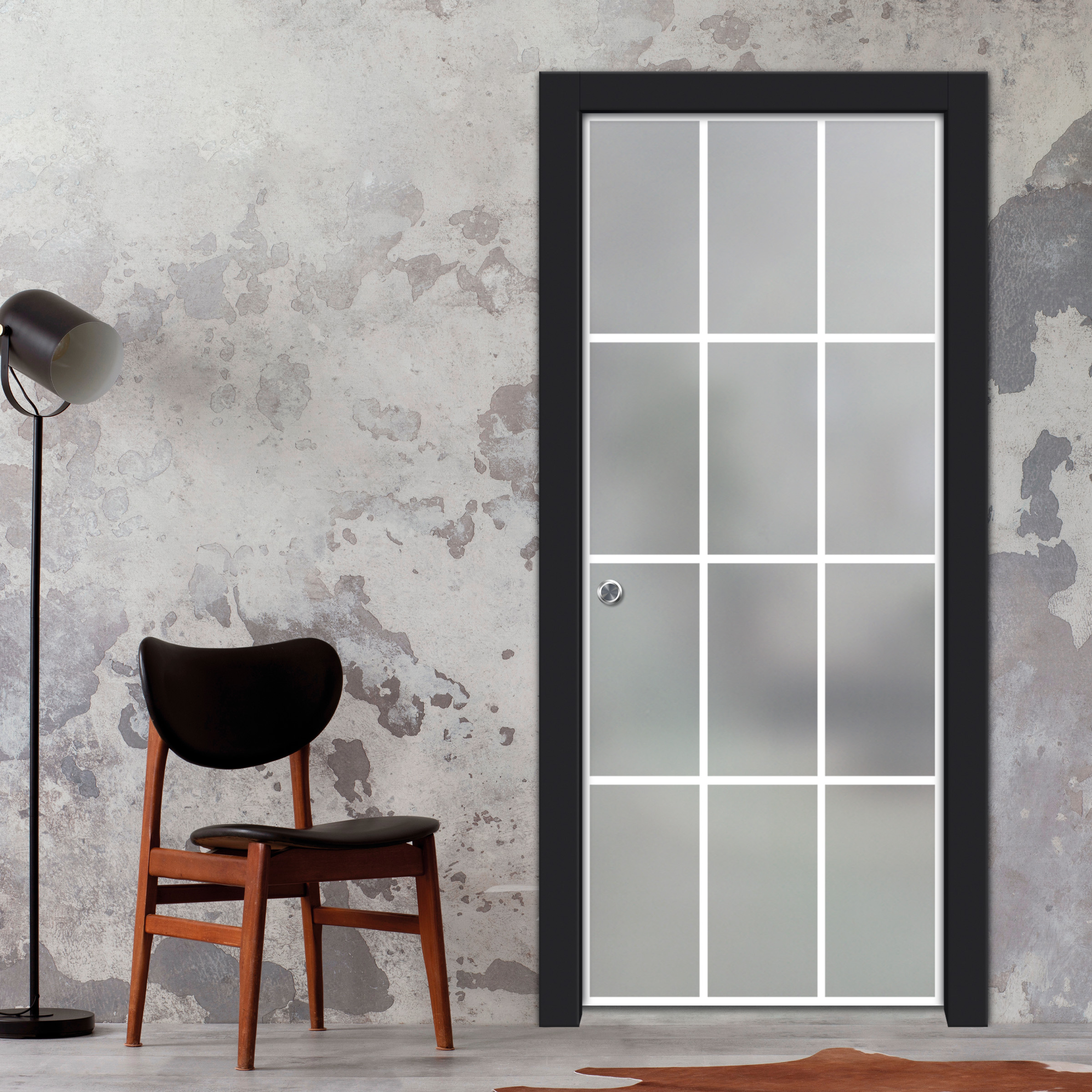 Frameless Glass Sliding Pocket Door Industrial Style PSGDIS-5388