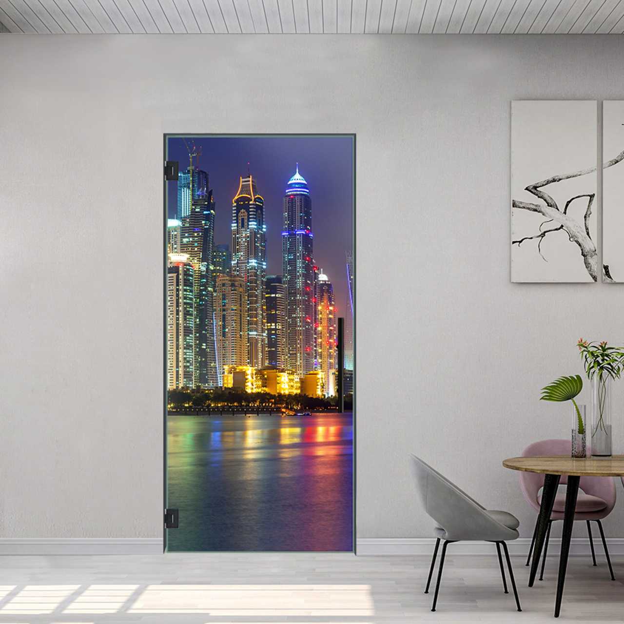 (Dubai at Nigth) Digital Printing Swing Glass Door DPSD-5494